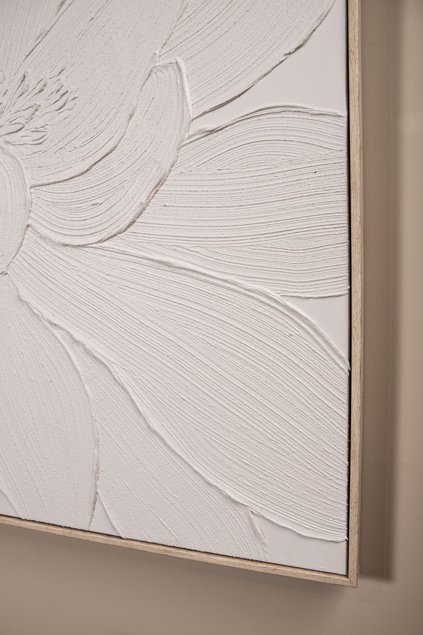 Florise Cream framed canvas wall panel flower A