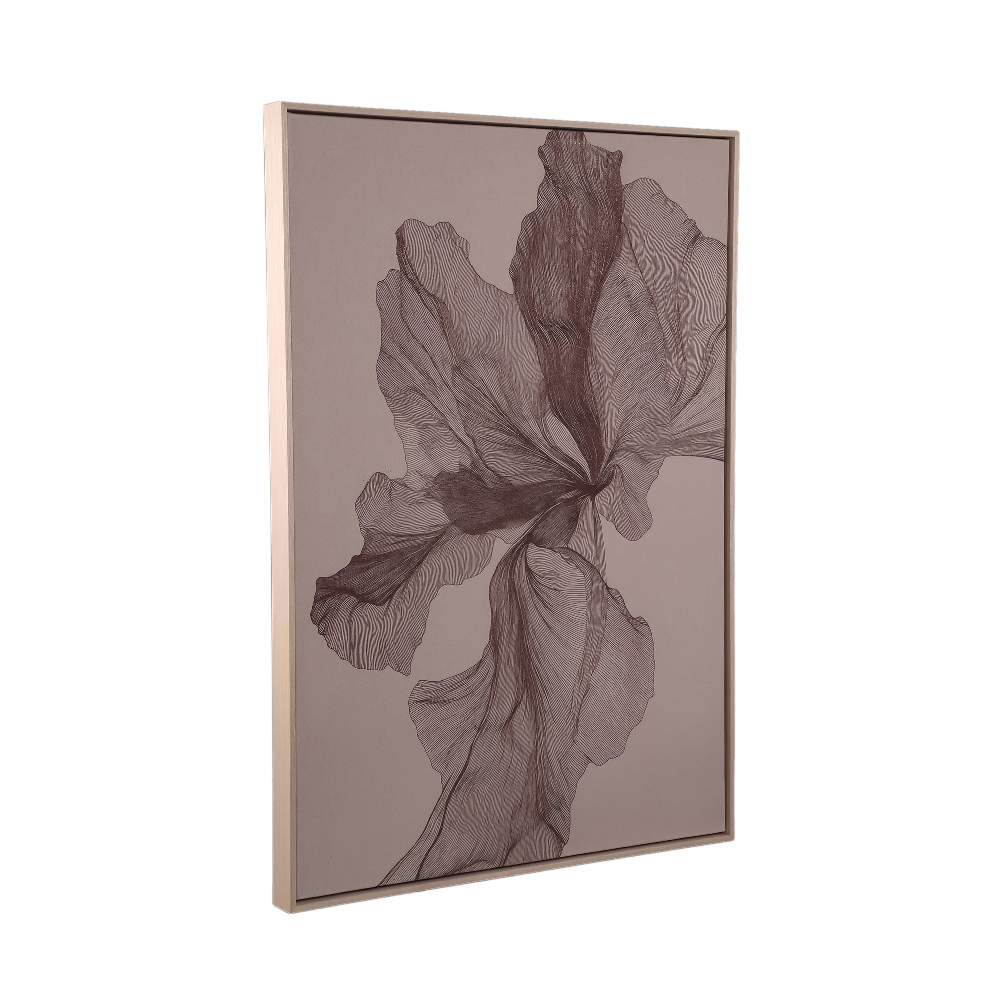 Lorinde Light Brown canvas wall panel flower art