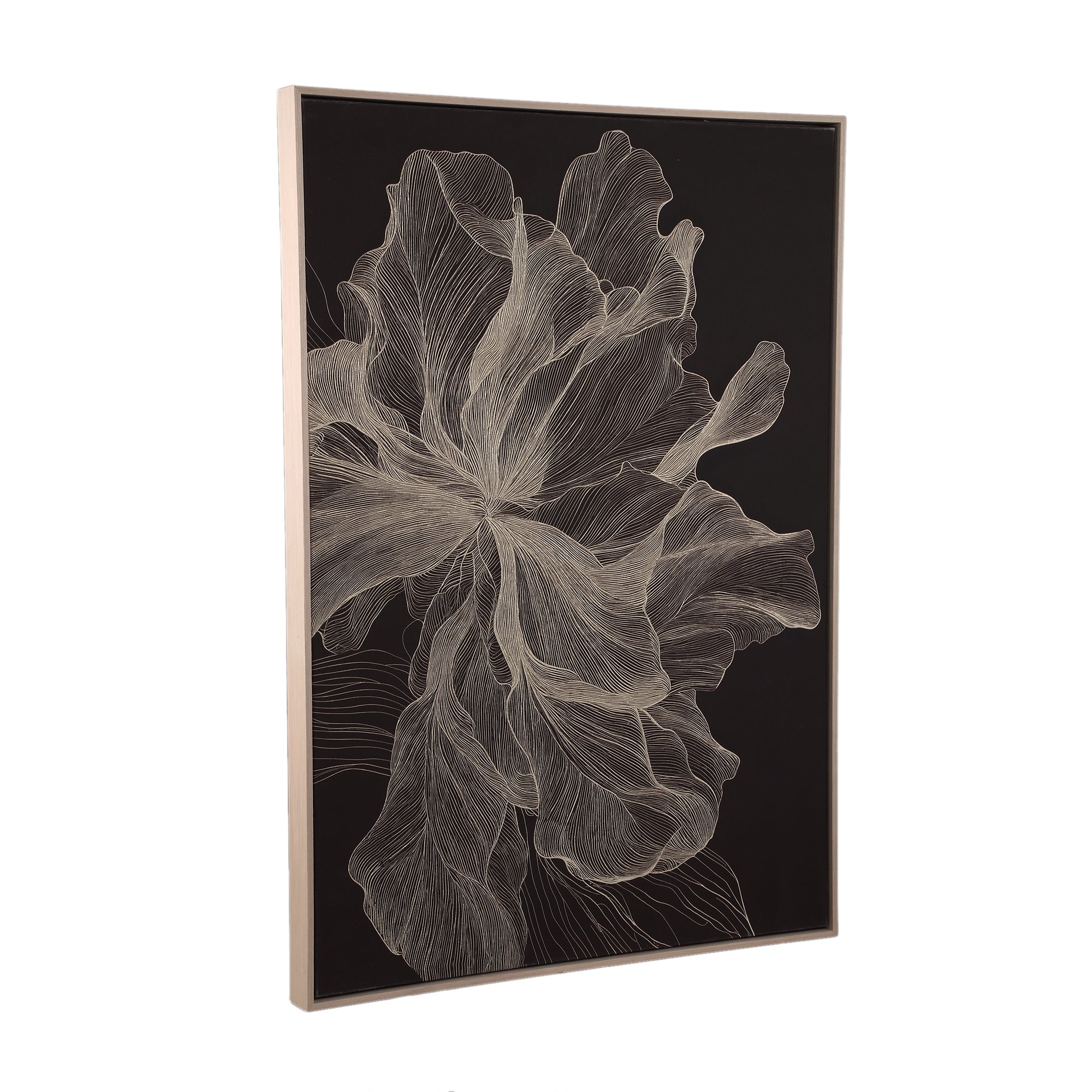 Lorinde Dark Brown canvas wall panel flower art