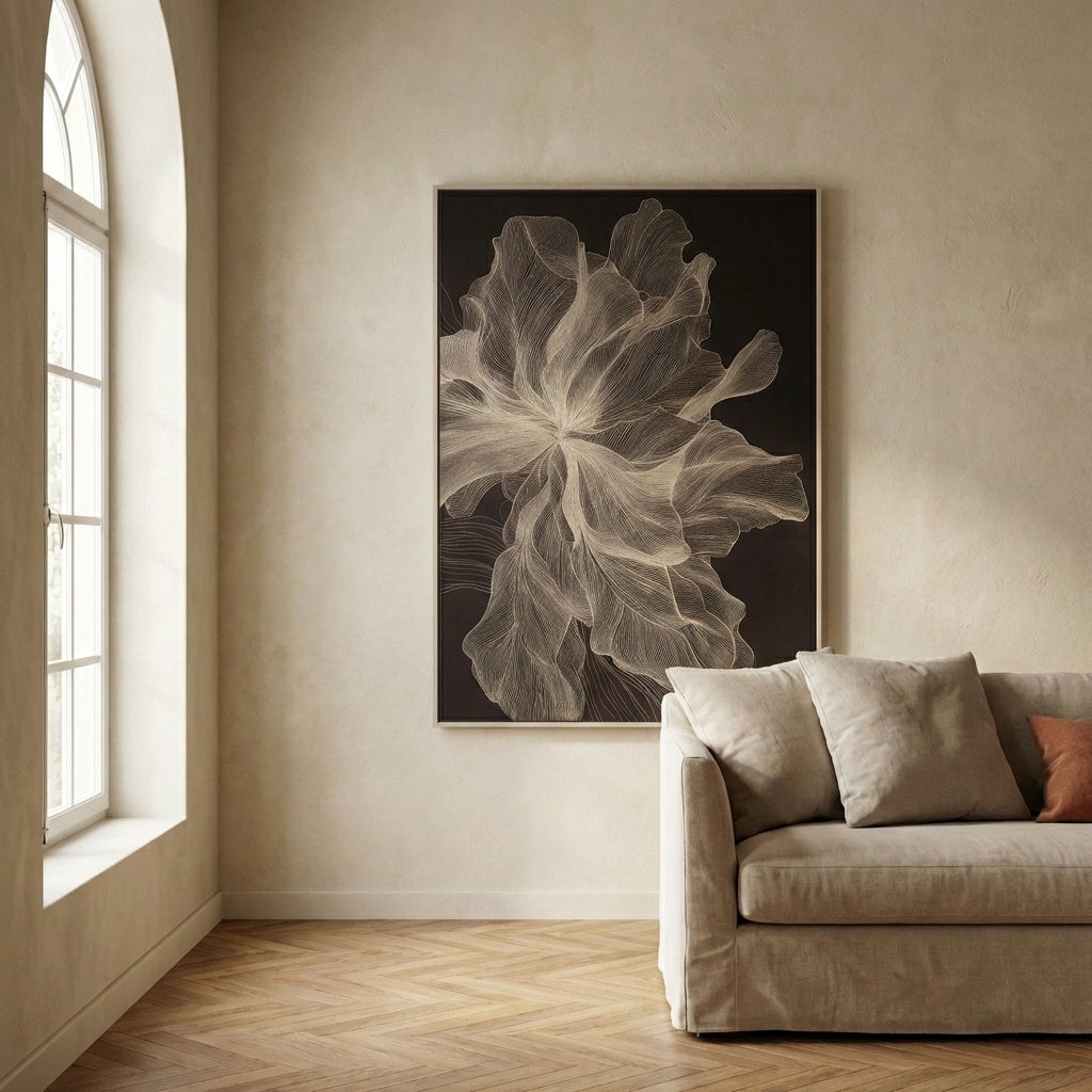 Lorinde Dark Brown canvas wall panel flower art