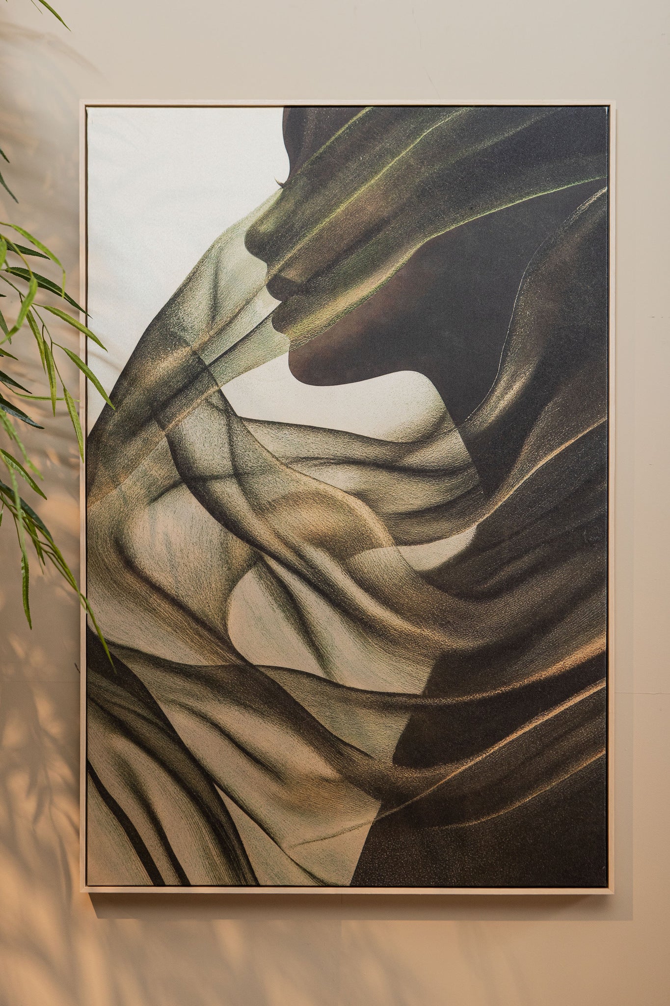Jilla Dark Green canvas wall panel elegant woman