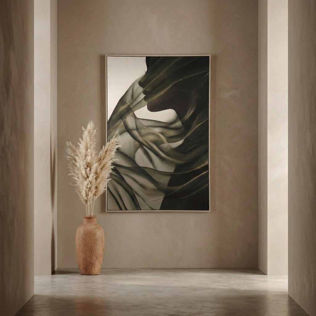 Jilla Dark Green canvas wall panel elegant woman