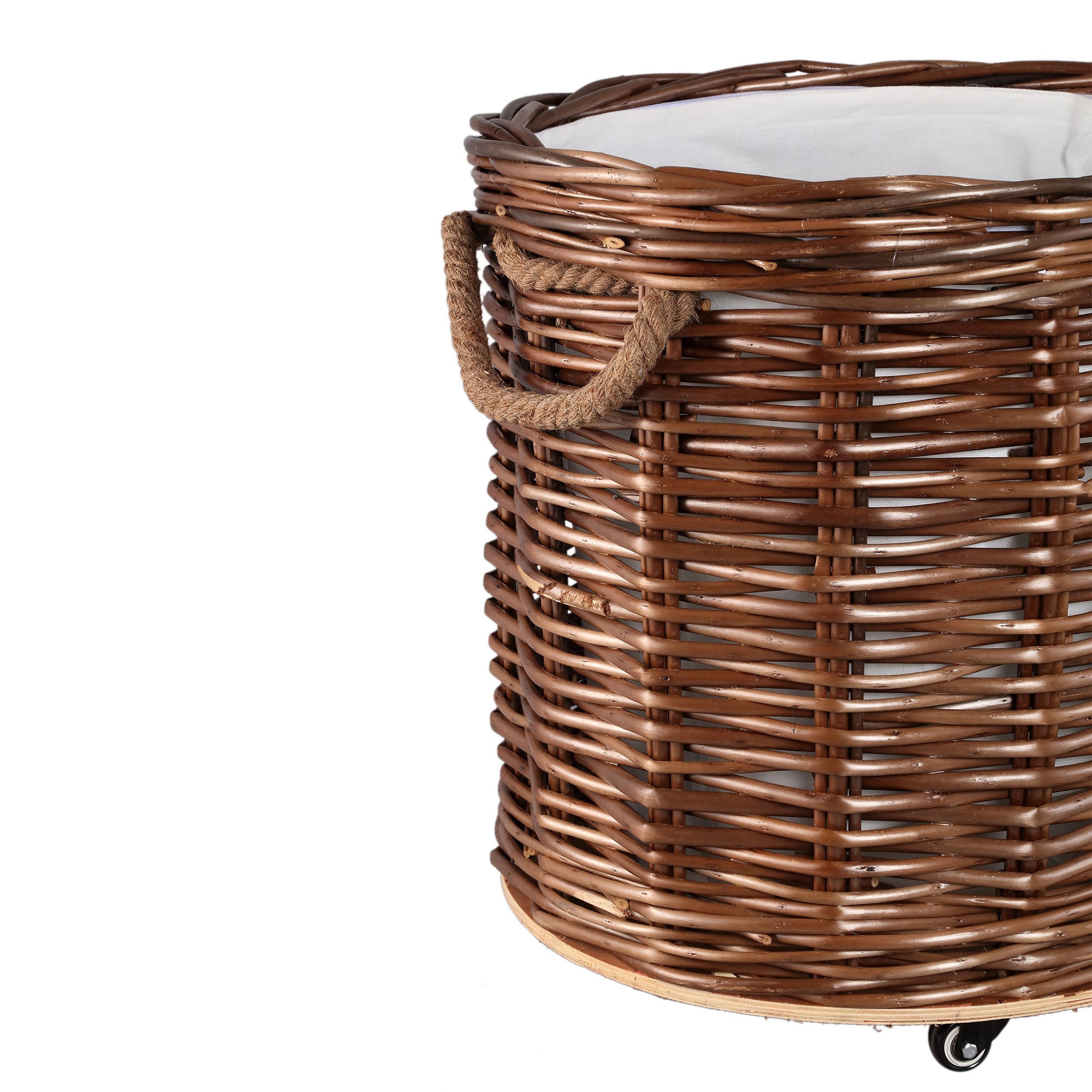 Darrett Brown willow basket round with wheels SV3