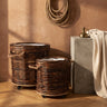 Darrett Brown willow basket round with wheels SV3