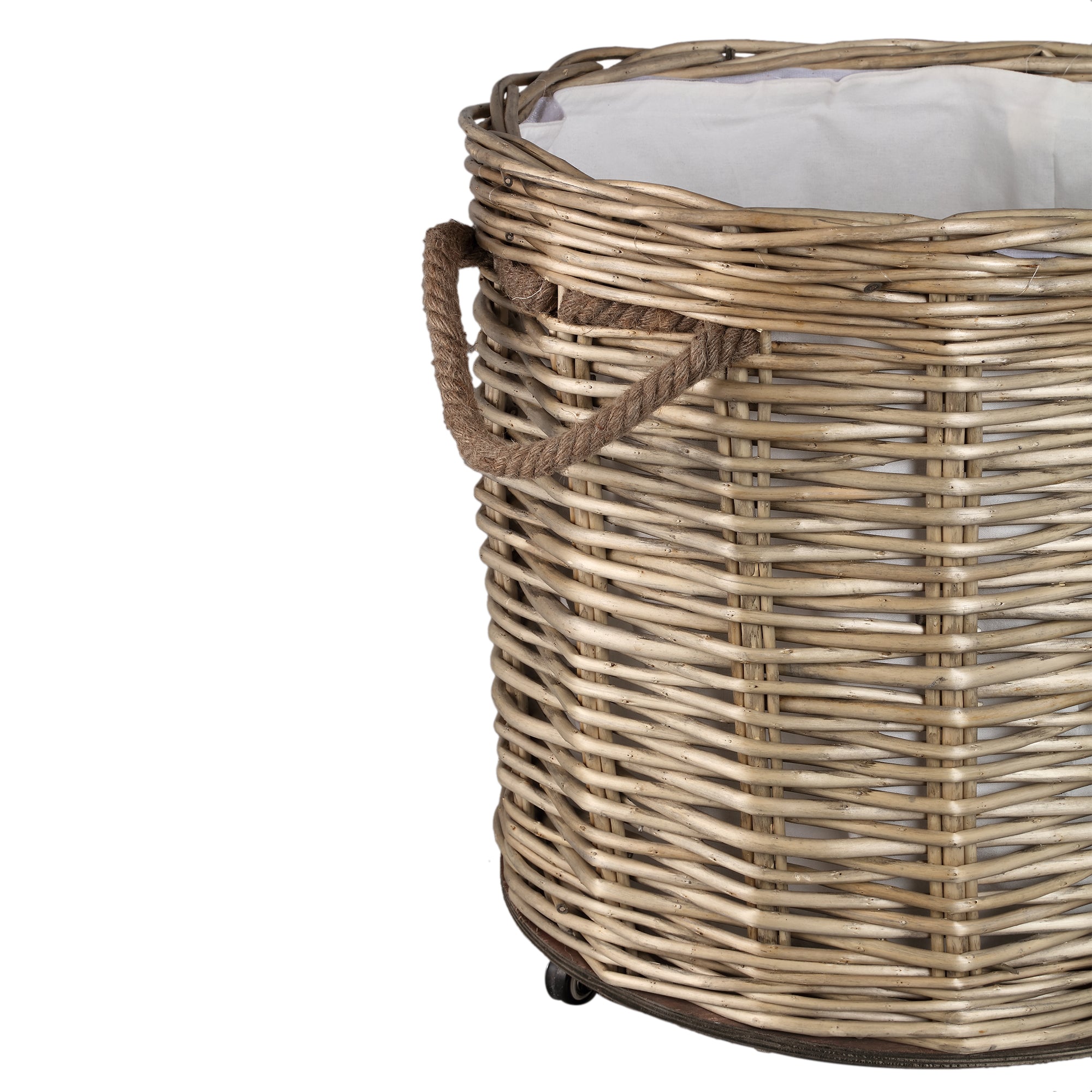 Darrett Natural woven basket round with wheels SV3