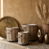 Darrett Natural woven basket round with wheels SV3