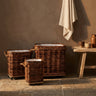 Darrett Brown willow basket square with wheels SV3
