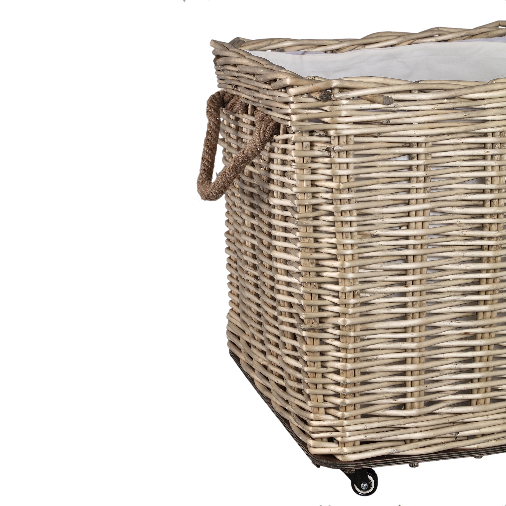 Darrett Natural willow basket square w wheels SV3