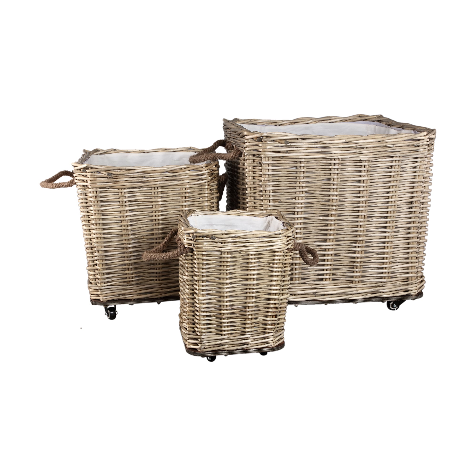 Darrett Natural willow basket square w wheels SV3