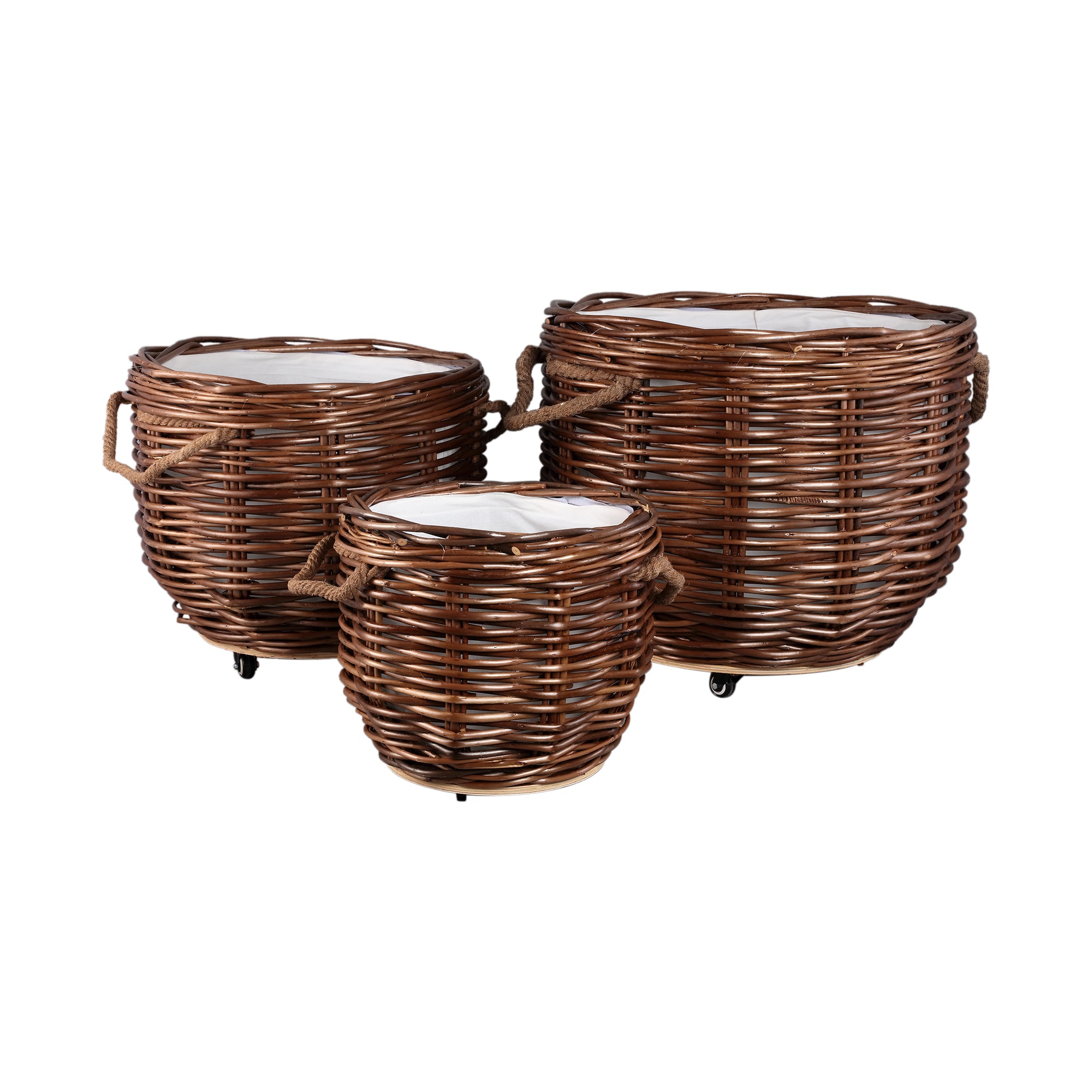 Darrett Brown willow basket bombey with wheels SV3