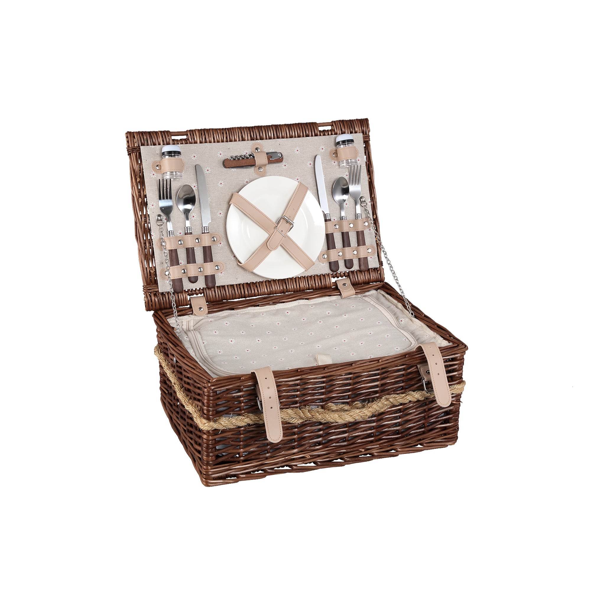 Kinzey Brown willow picnic basket for 2 person