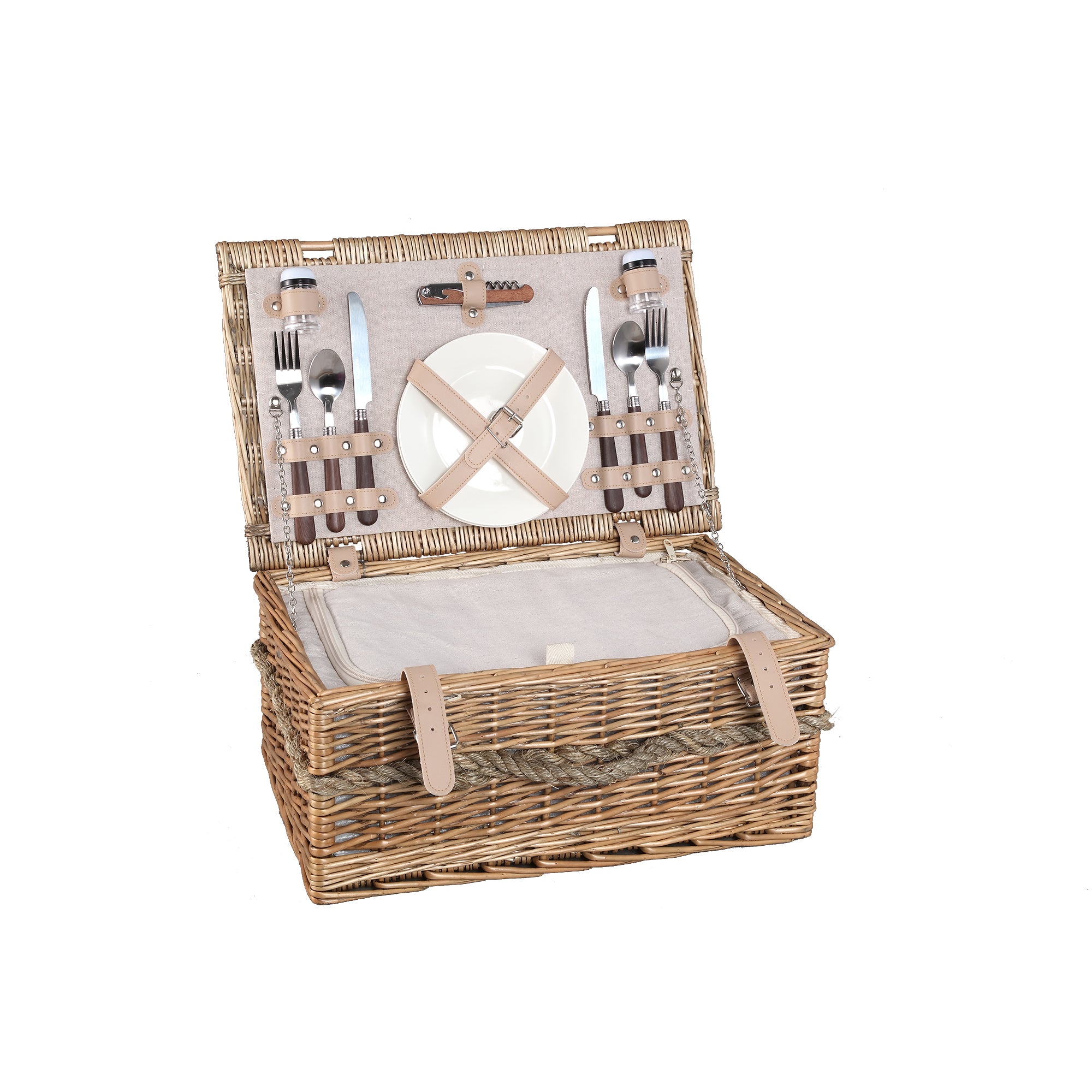Kinzey Natural willow picnic basket for 2 person