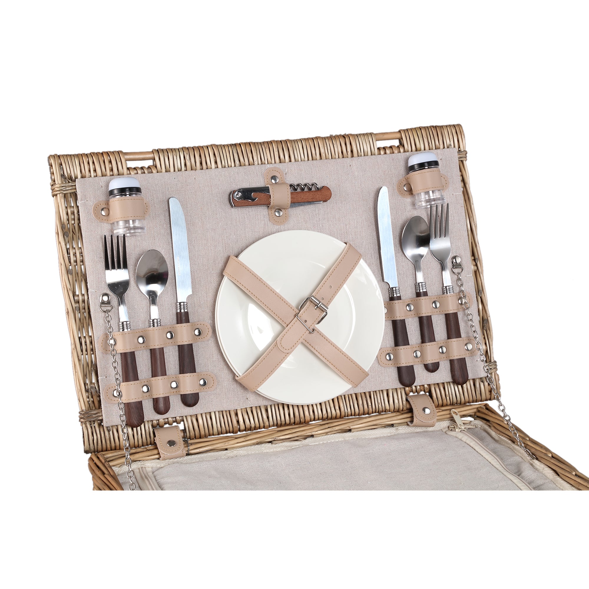 Kinzey Natural willow picnic basket for 2 person
