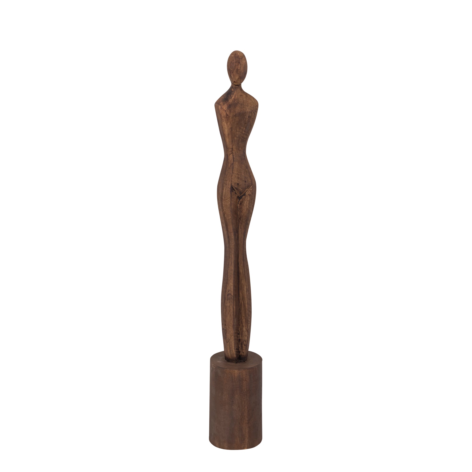 Laniya Brown mango wood women statue round base L