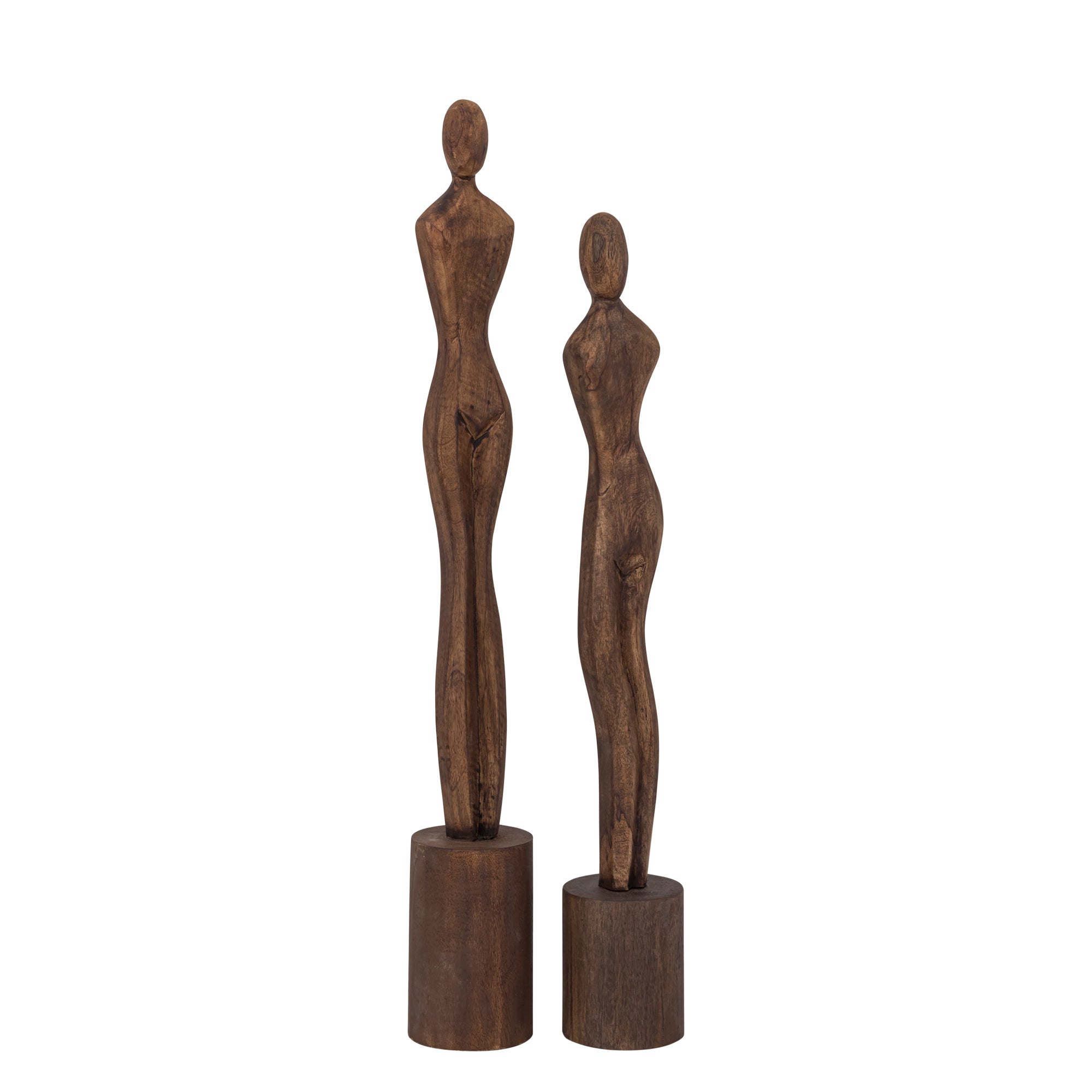Laniya Brown mango wood women statue round base L