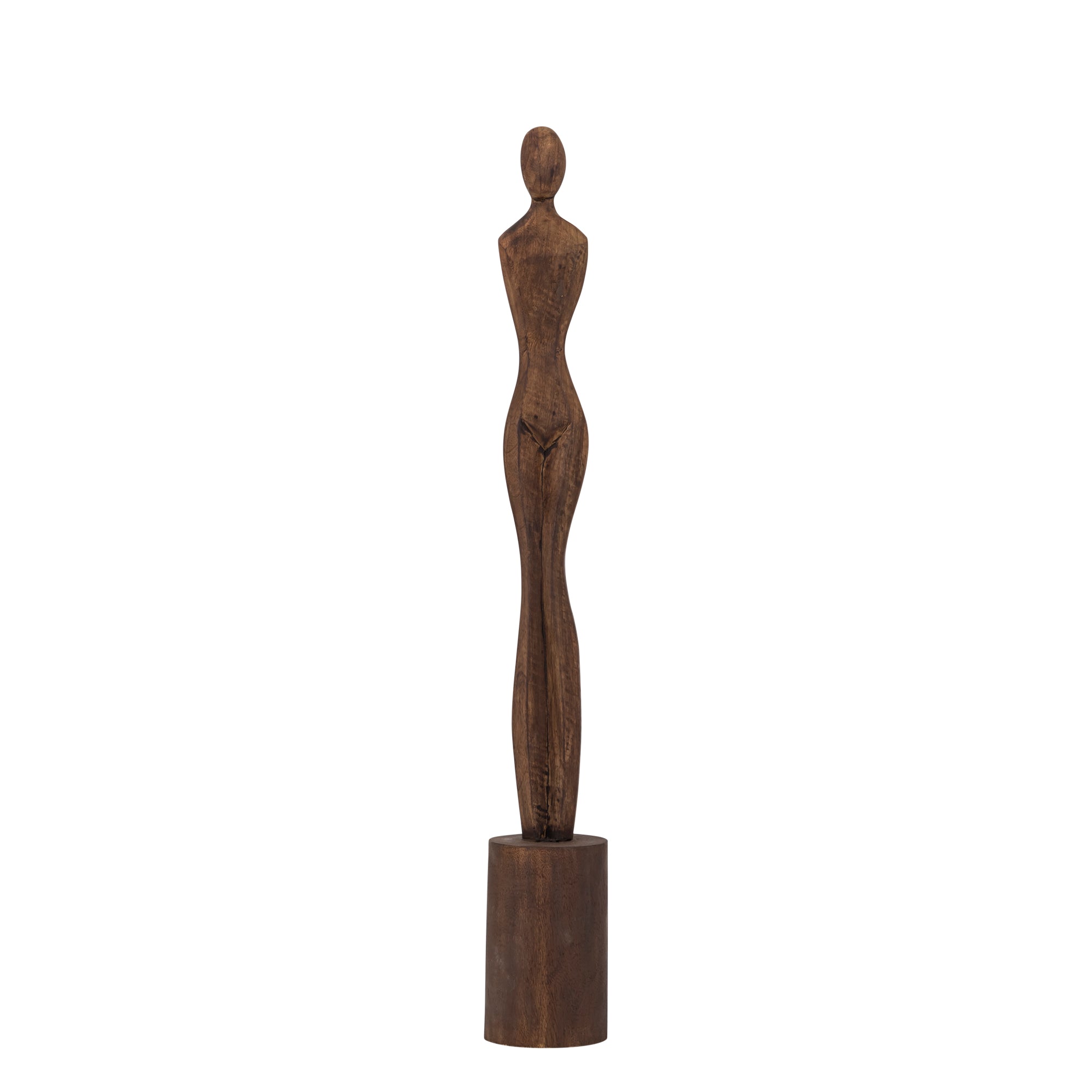 Laniya Brown mango wood women statue round base L
