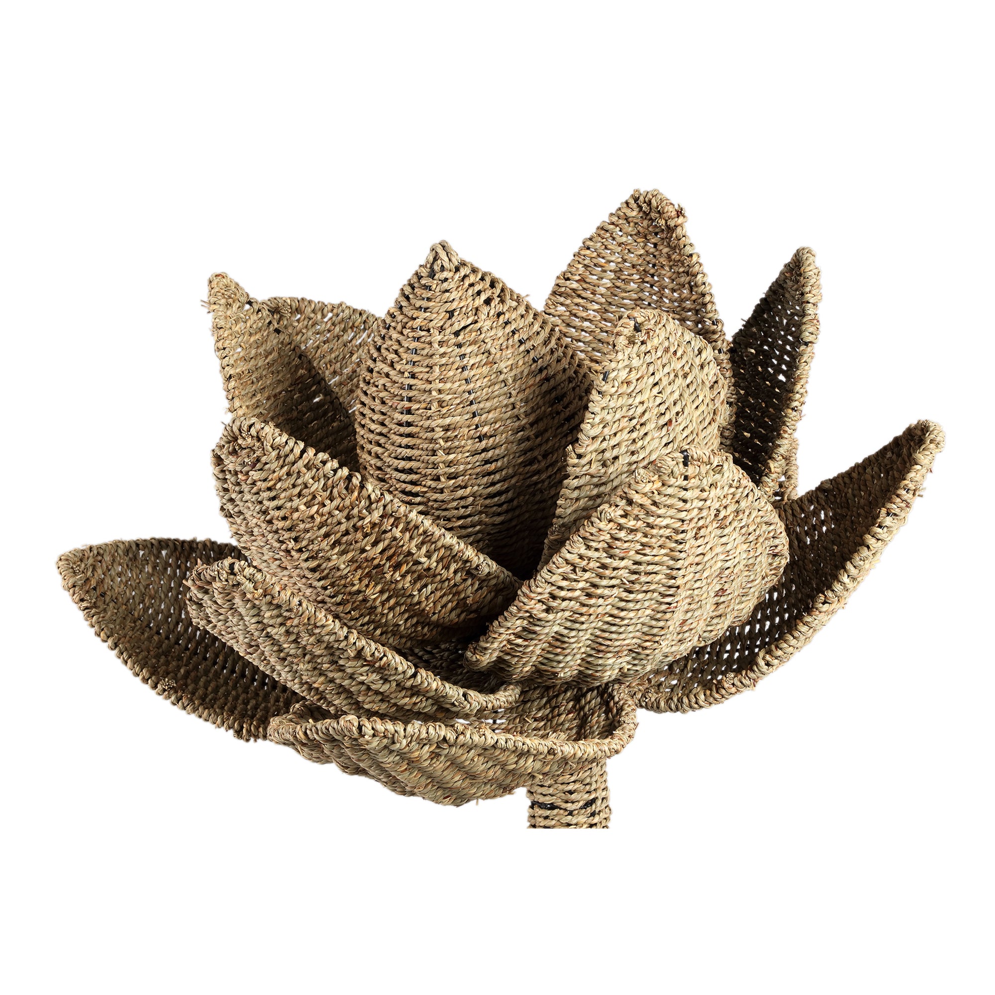 Ambre Natural seagrass woven flower statue S