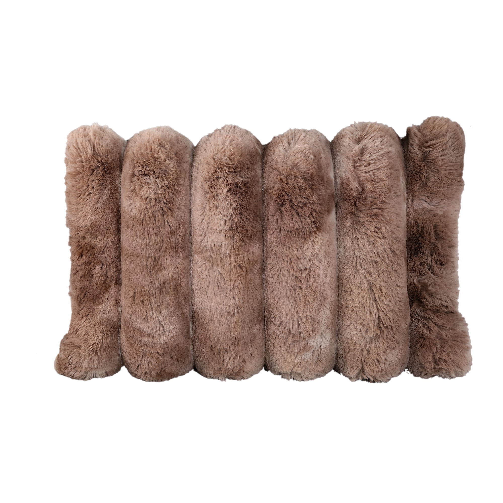 Divvo Brown fake fur thick rib cushion rectangle — vue 2 | Häus