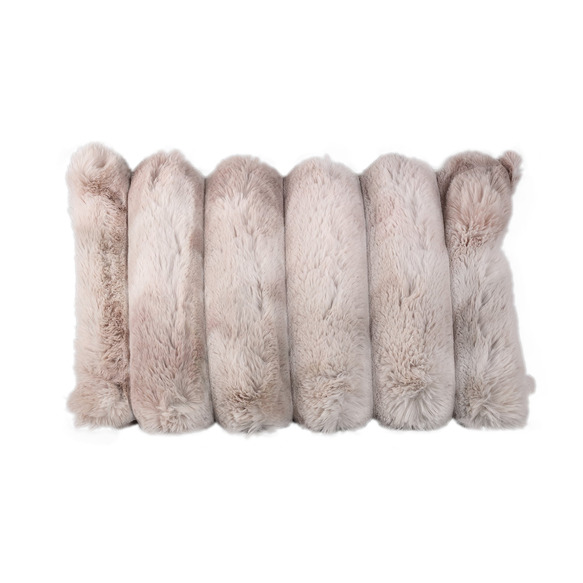 Divvo Beige fake fur thick rib cushion rectangle — vue 2 | Häus