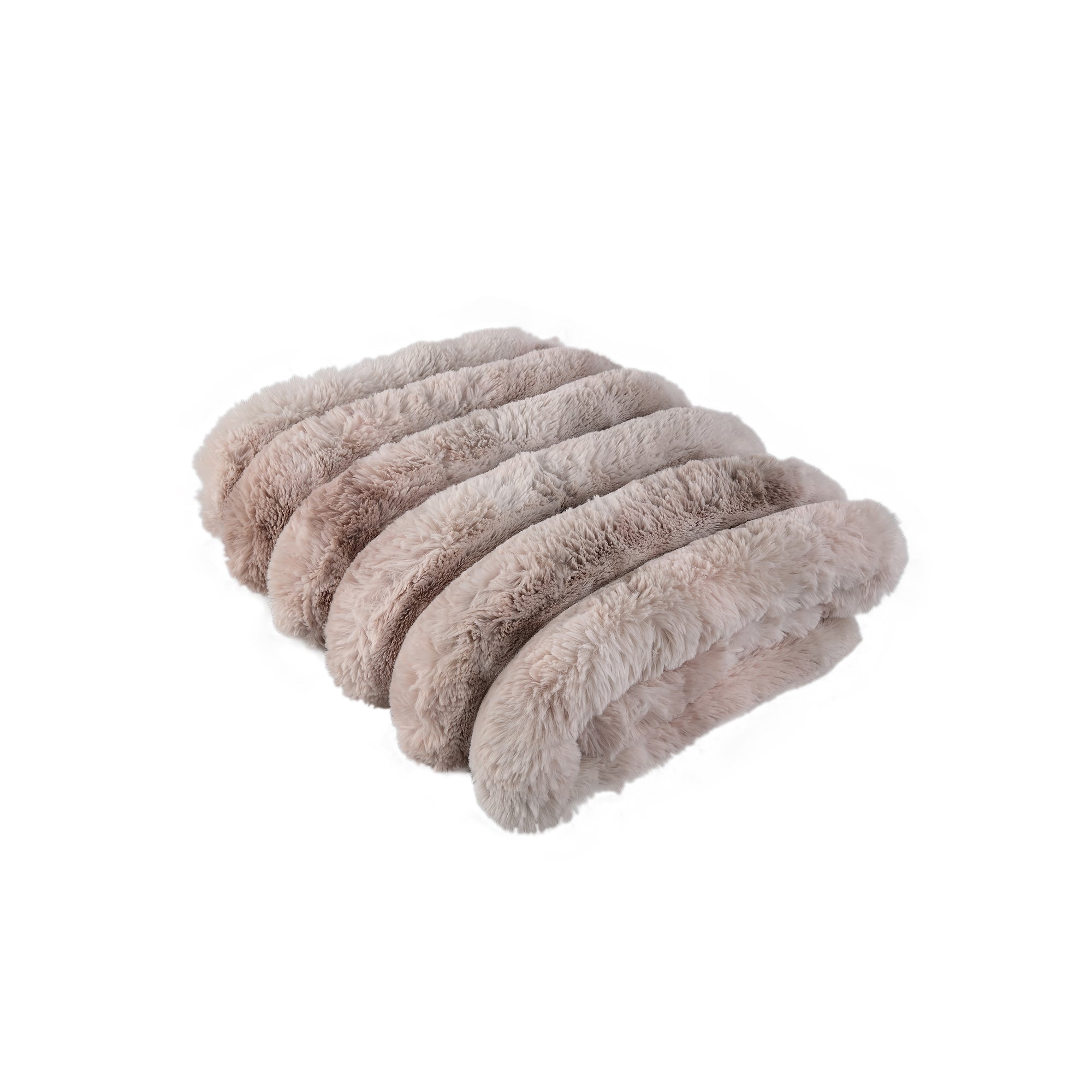 Divvo Beige fake fur thick rib plaid S Beige — Plaid — vue 2 | Häus