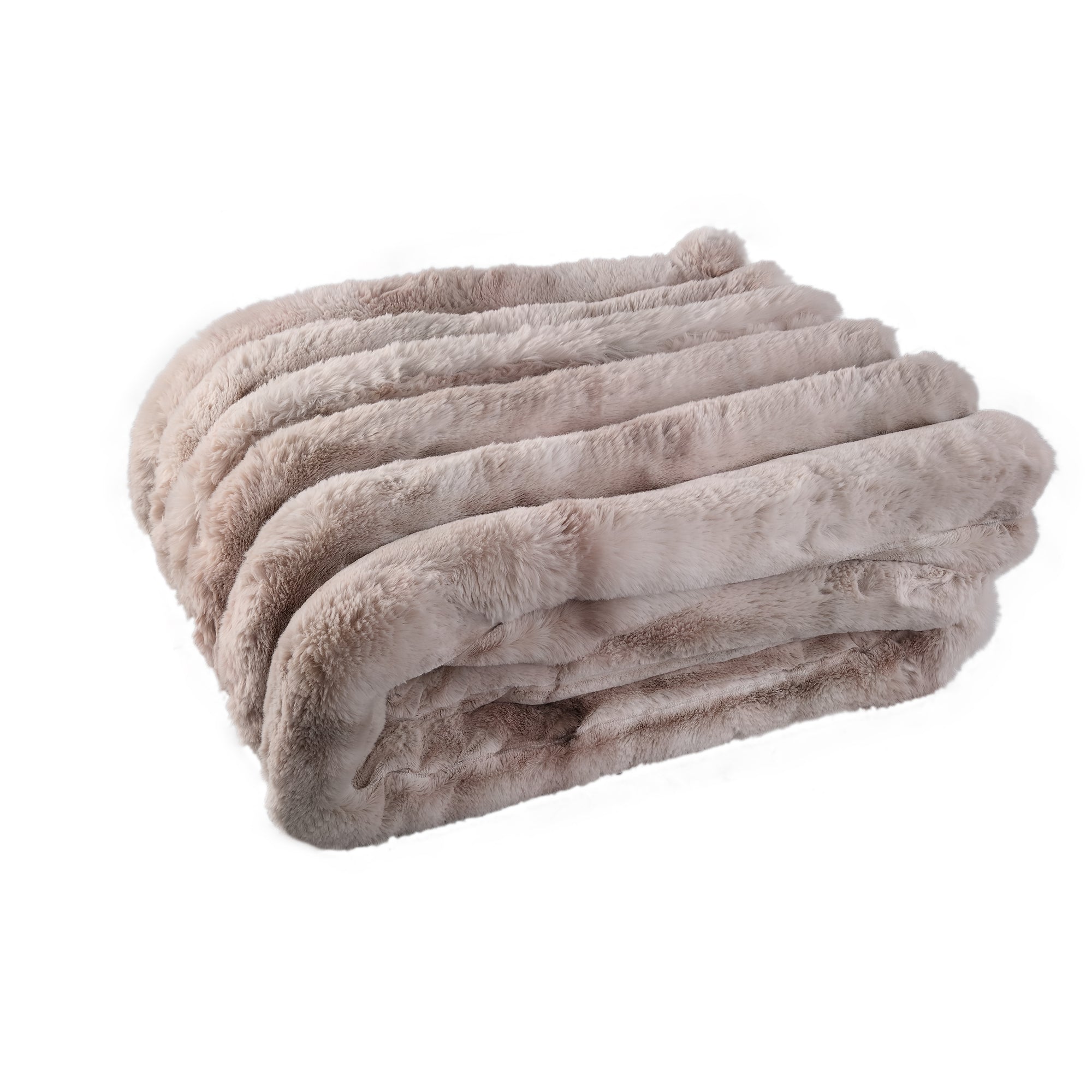 Divvo Beige fake fur thick rib plaid L Beige — Plaid — vue 2 | Häus