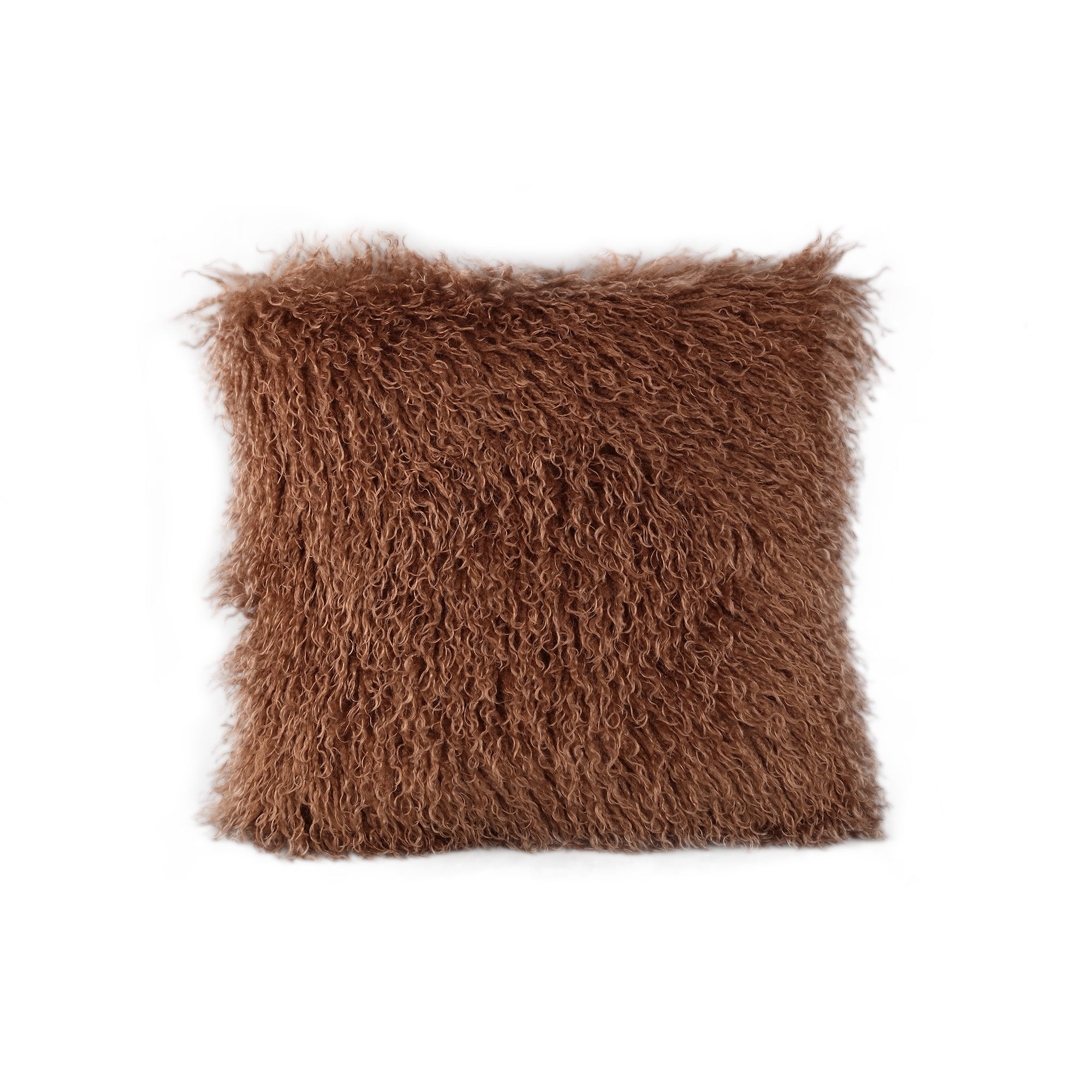 Rexx Dark Brown fake sheep fur cushion square — vue 2 | Häus