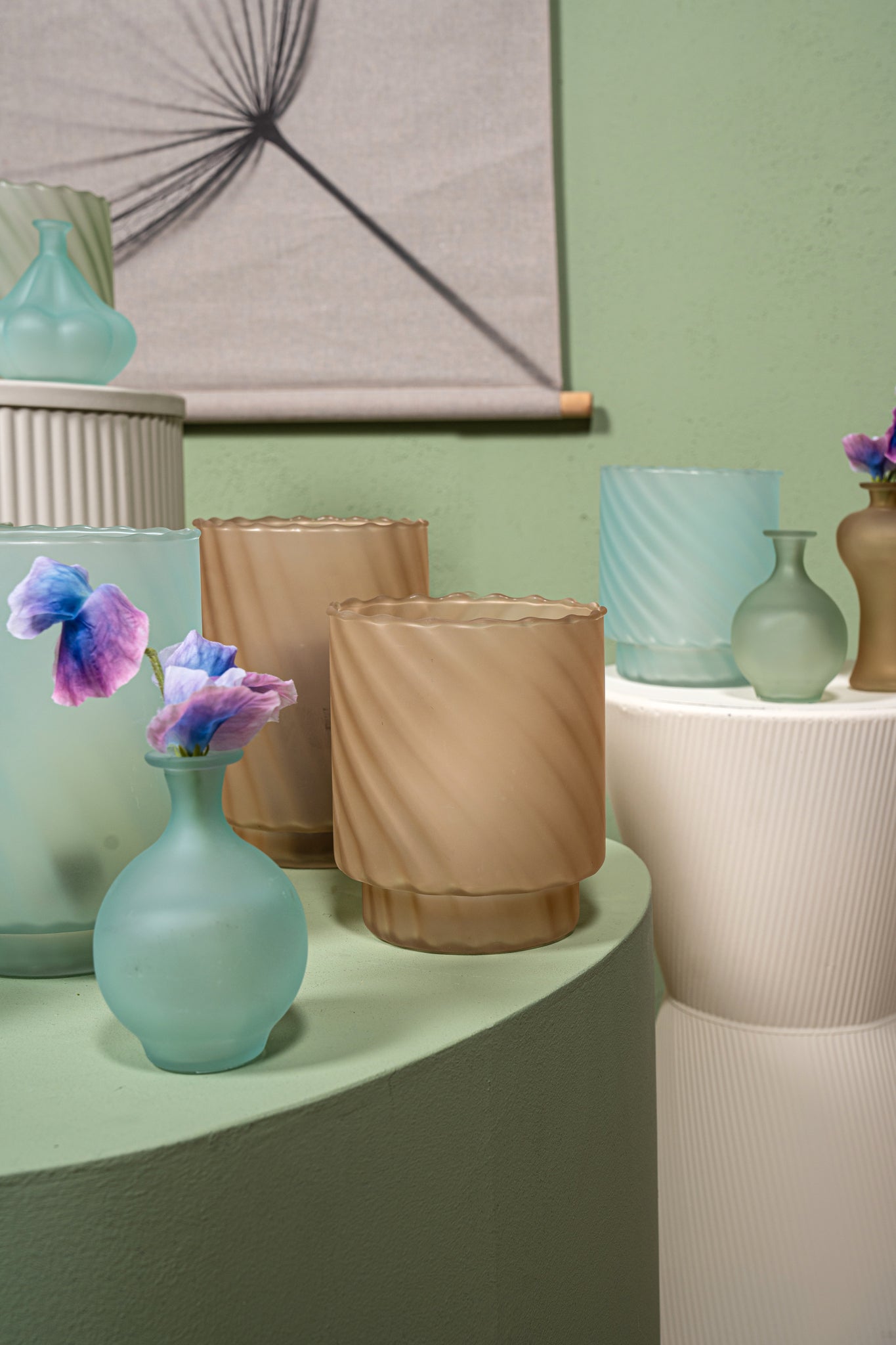 Rameen Bougeoirs en verre — Rnd Frosted Stormlight - Marron clair
