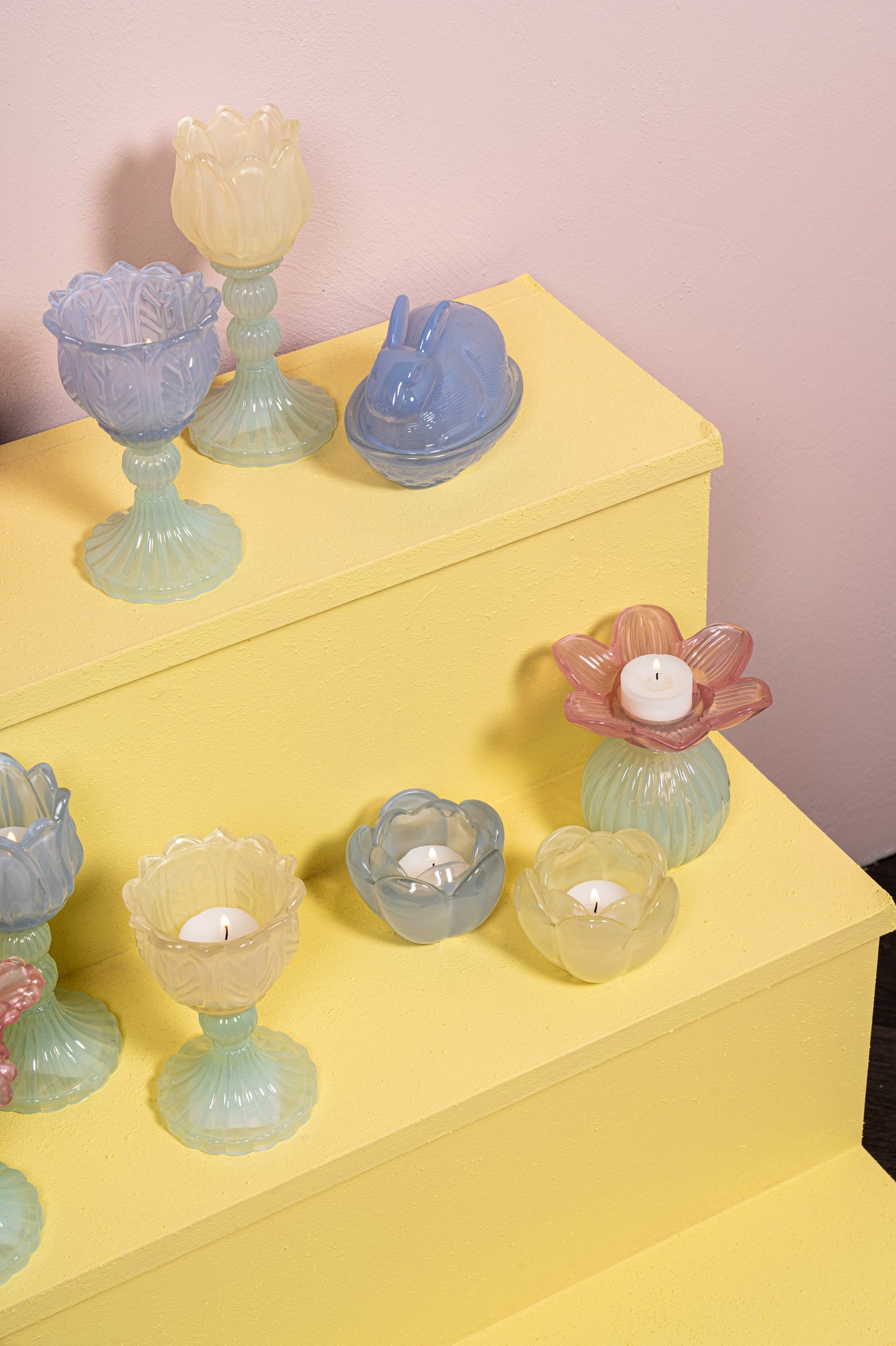 Leila Photophores en verre — Flower On Foot Tealight 2 - Lilas