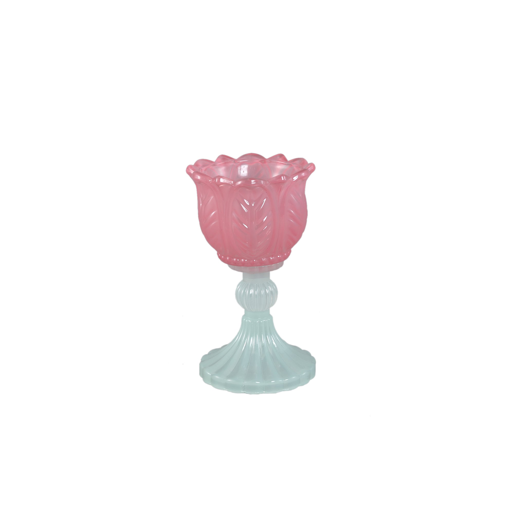 Leila Photophores en verre — Flower On Foot Tealight - Rose clair