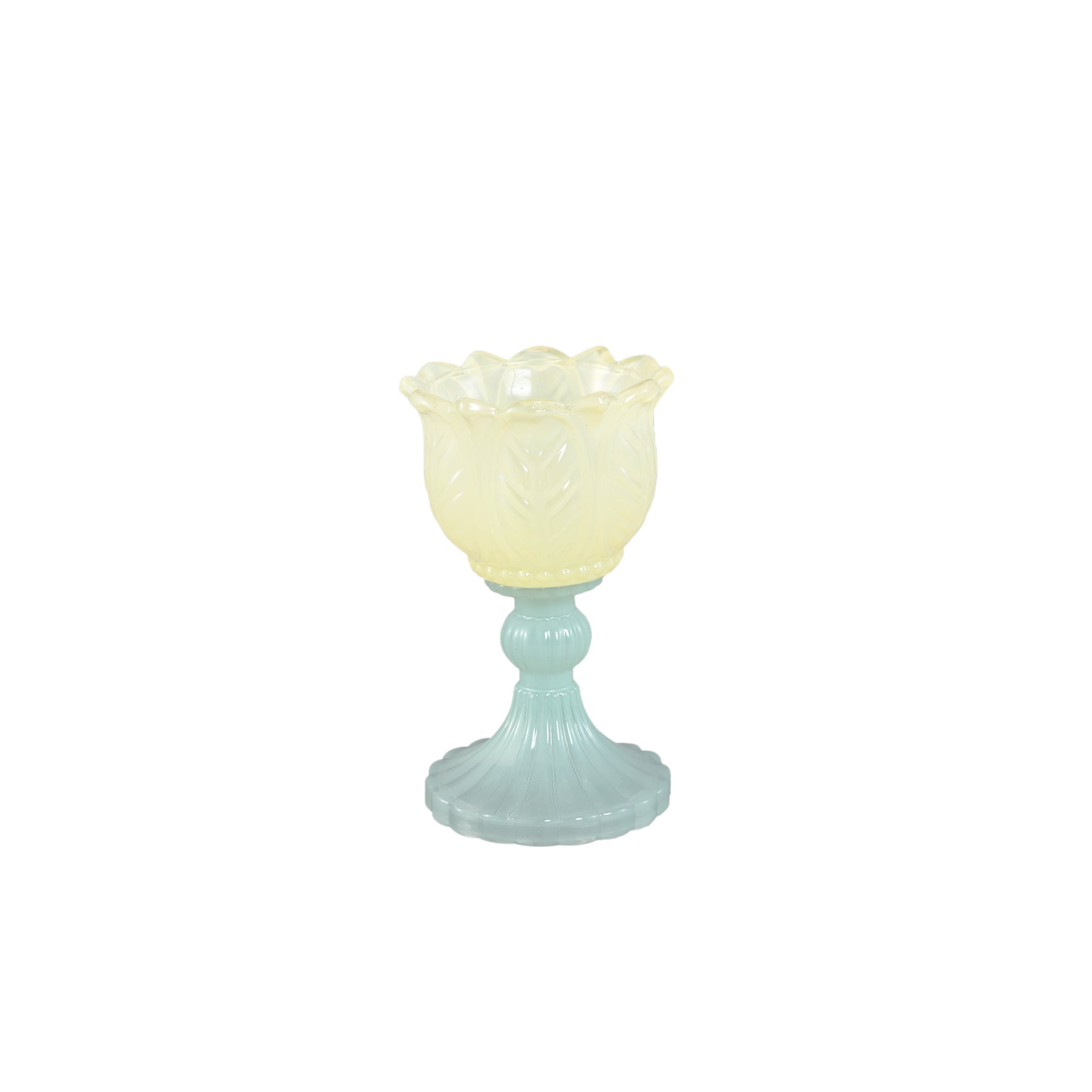 Leila Photophores en verre — Flower On Foot Tealight - Jaune