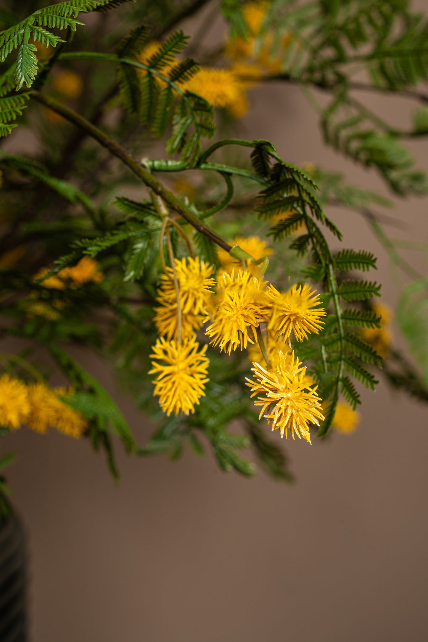 Garden Flower Yellow mimosa spray with leaves L Jaune — Fleur artificielle — vue 3 | Häus