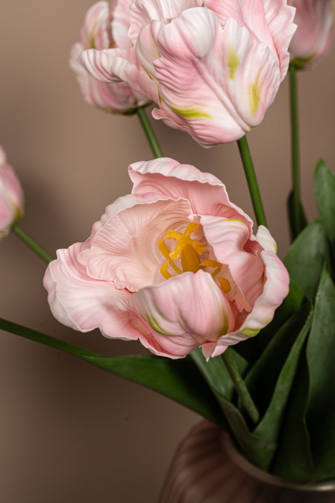 Tulip Flower Pink parrot tulip with leaves Rose — Fleur artificielle — vue 3 | Häus