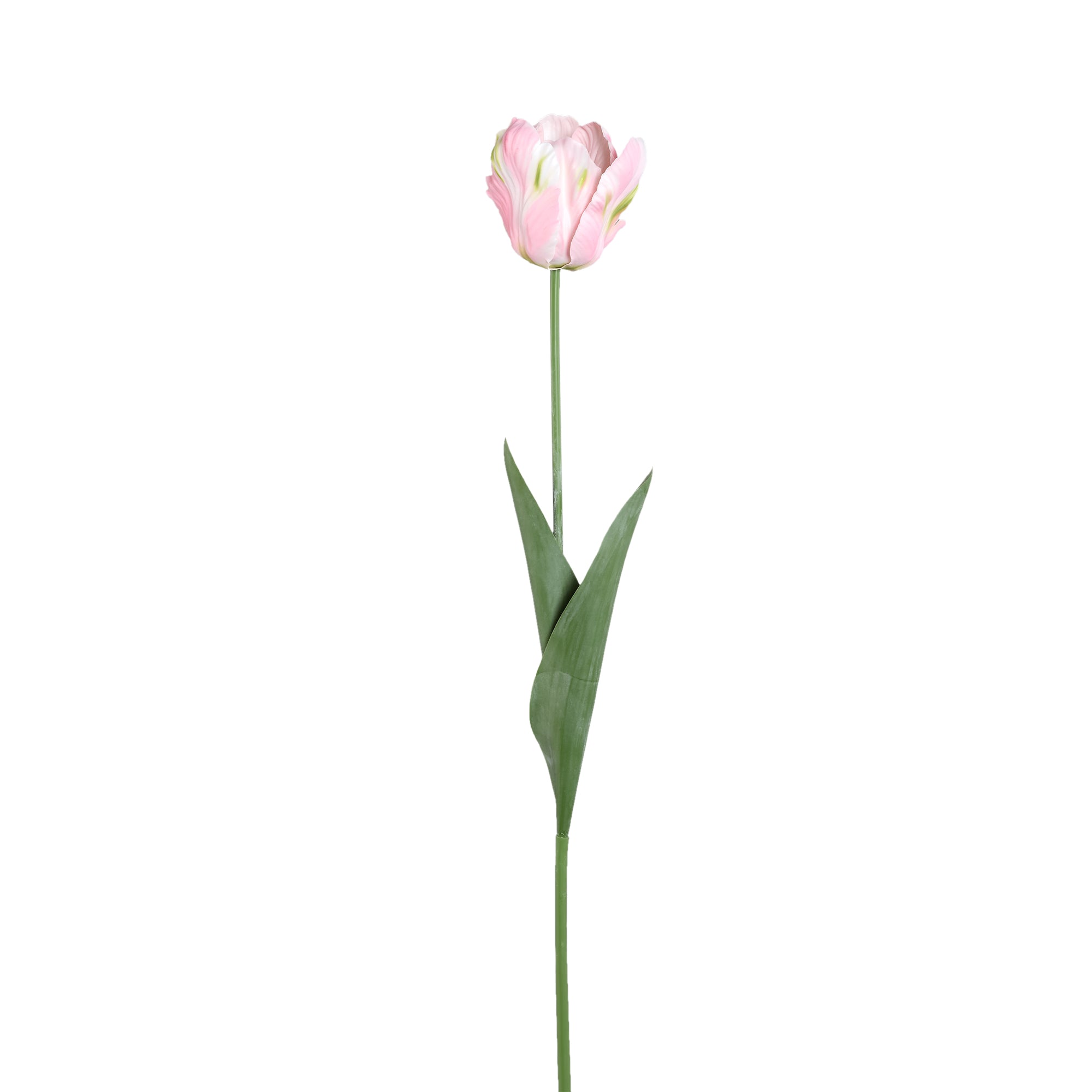 Tulip Flower Pink parrot tulip with leaves Rose — Fleur artificielle — Fleur artificielle design premium | Häus