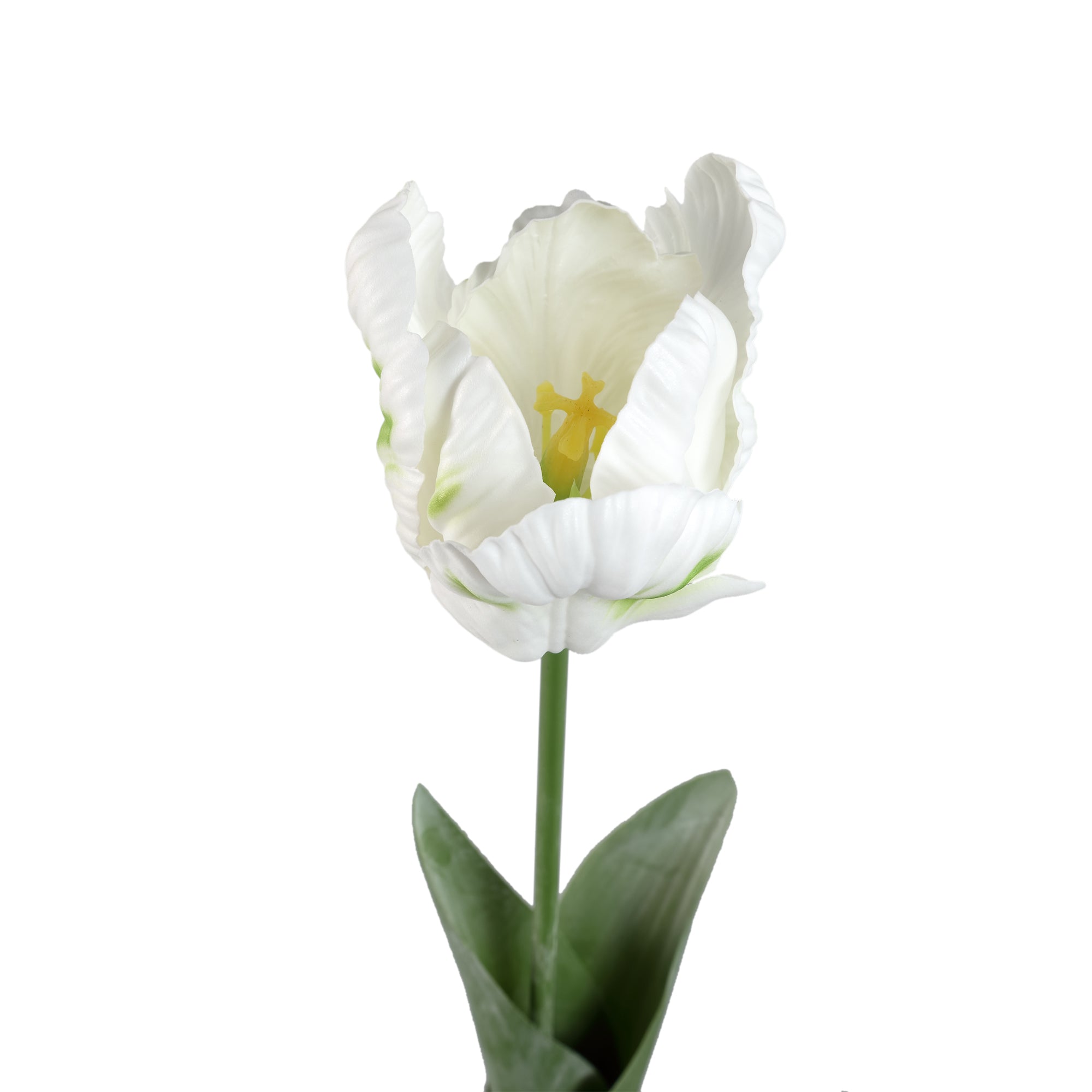 Tulip Flower White parrot tulip with leaves Blanc — Fleur artificielle — vue 2 | Häus