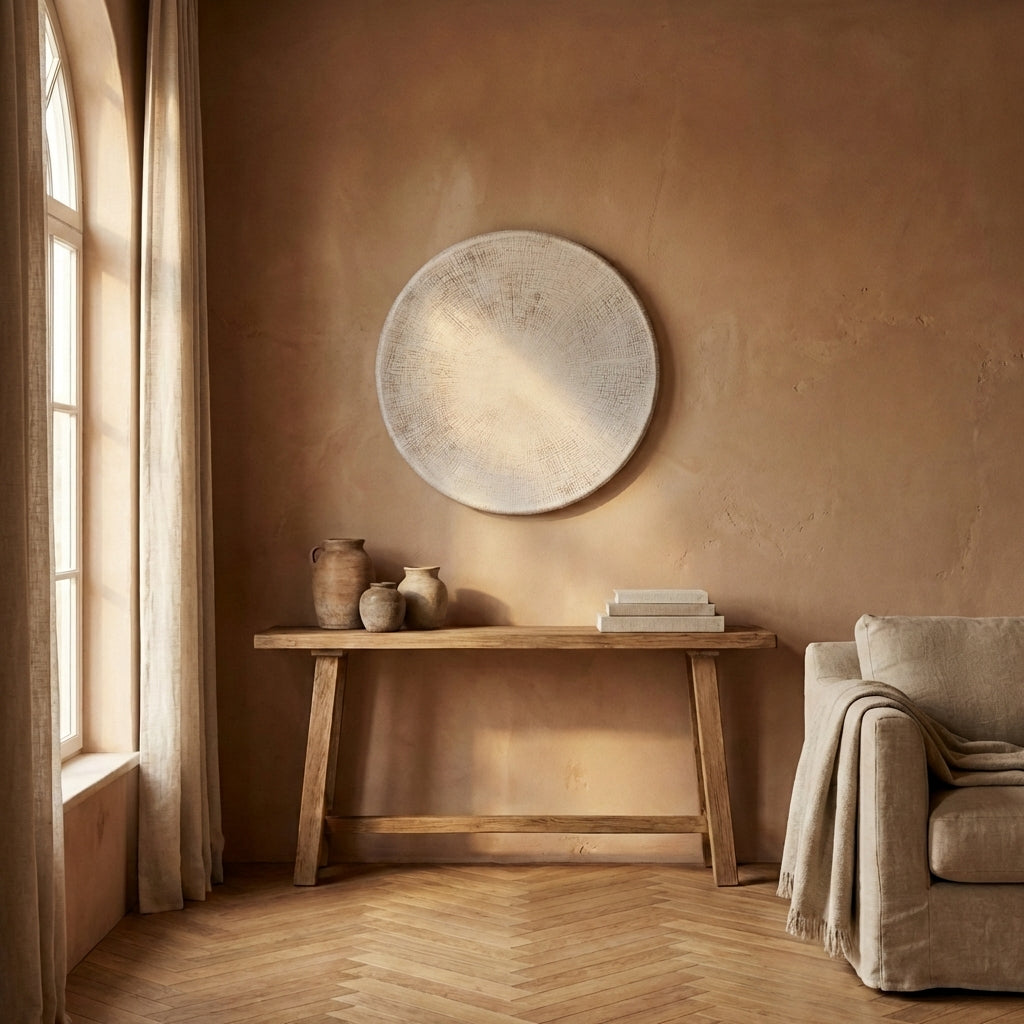 Raizo Beige alu sheet textured wall panel round S