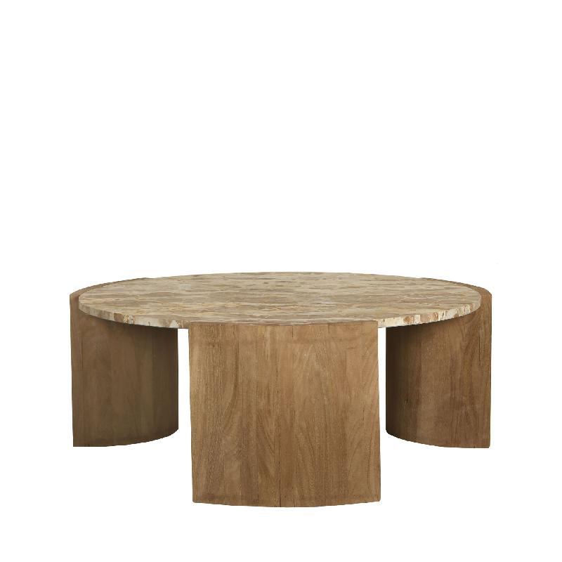 Javina Natural marble coffeetable mangowood base L