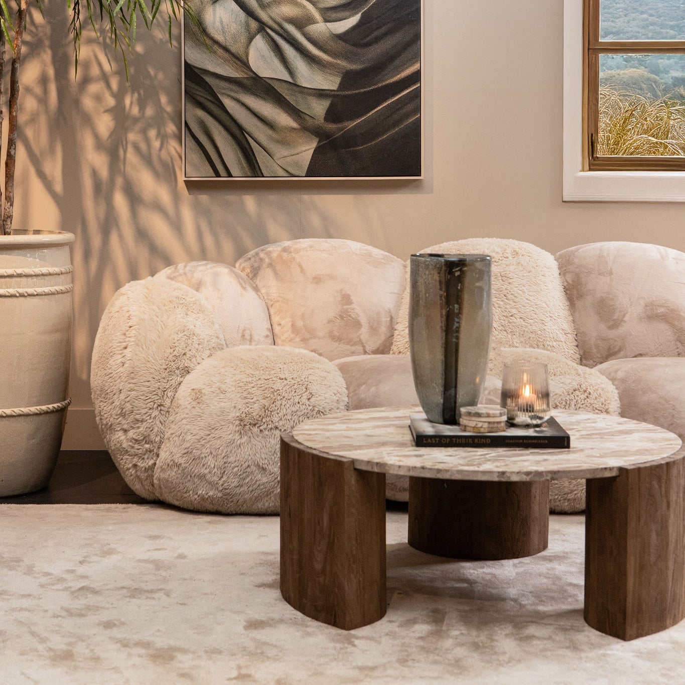 Javina Natural marble coffeetable mangowood base L - Photo 5