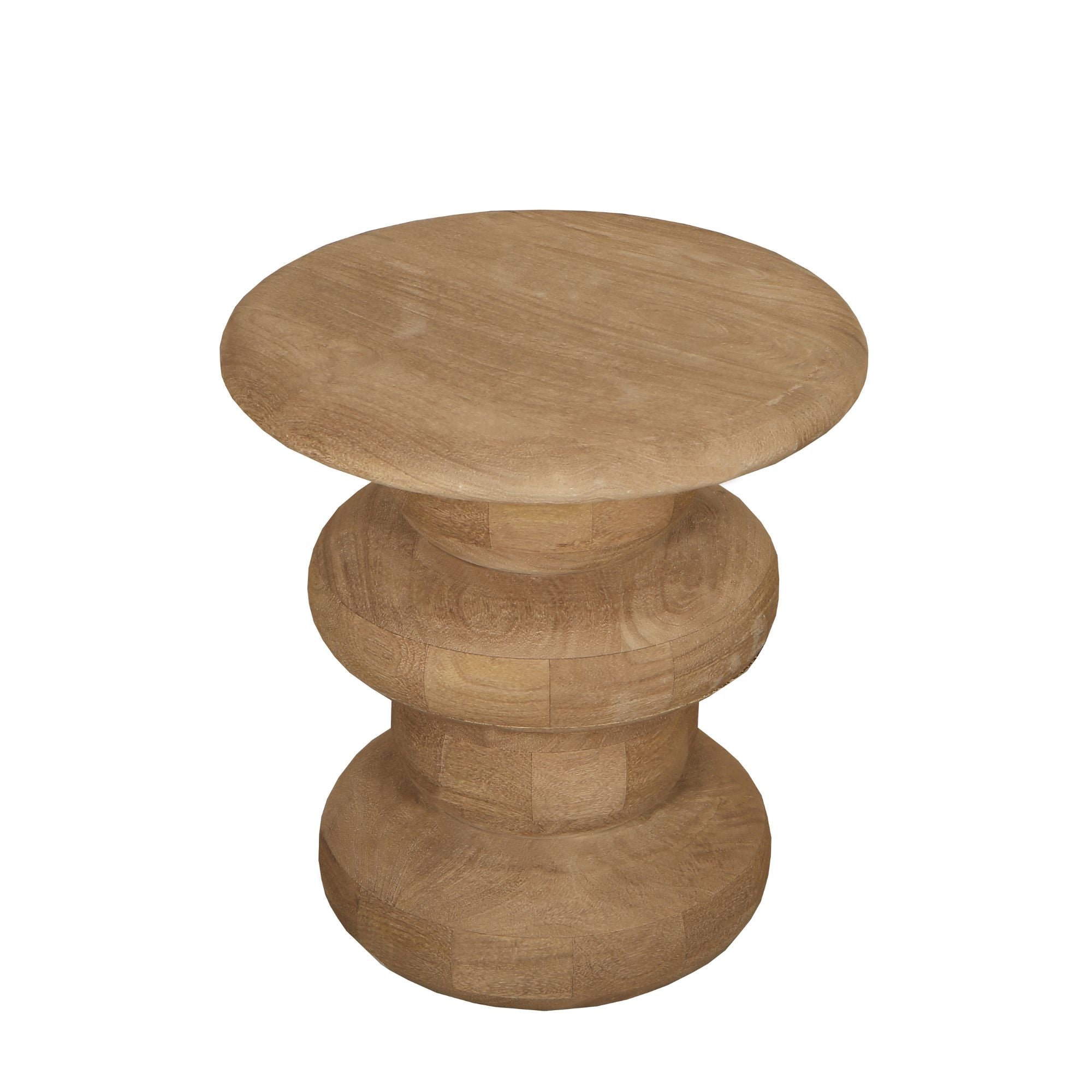 Keven Natural mango wood ribbed sidetable round - Photo 6