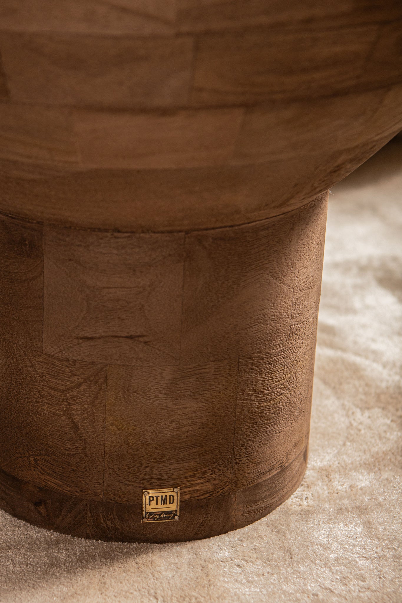 Erno Natural mango wood sidetable on base round - Photo 2