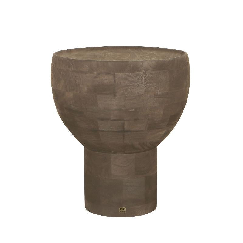 Erno Brown mango wood sidetable on base round
