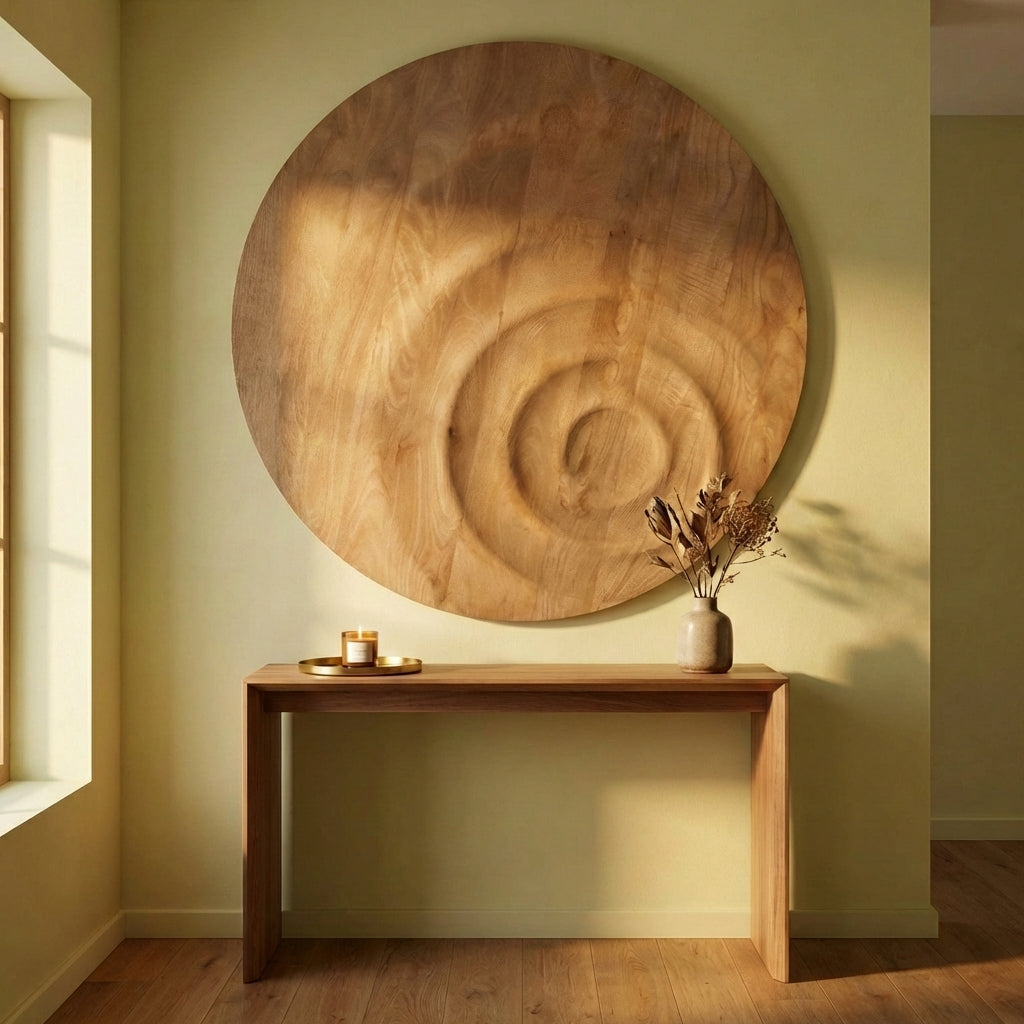 Mattin Natural mango wood circle wall panel rnd L