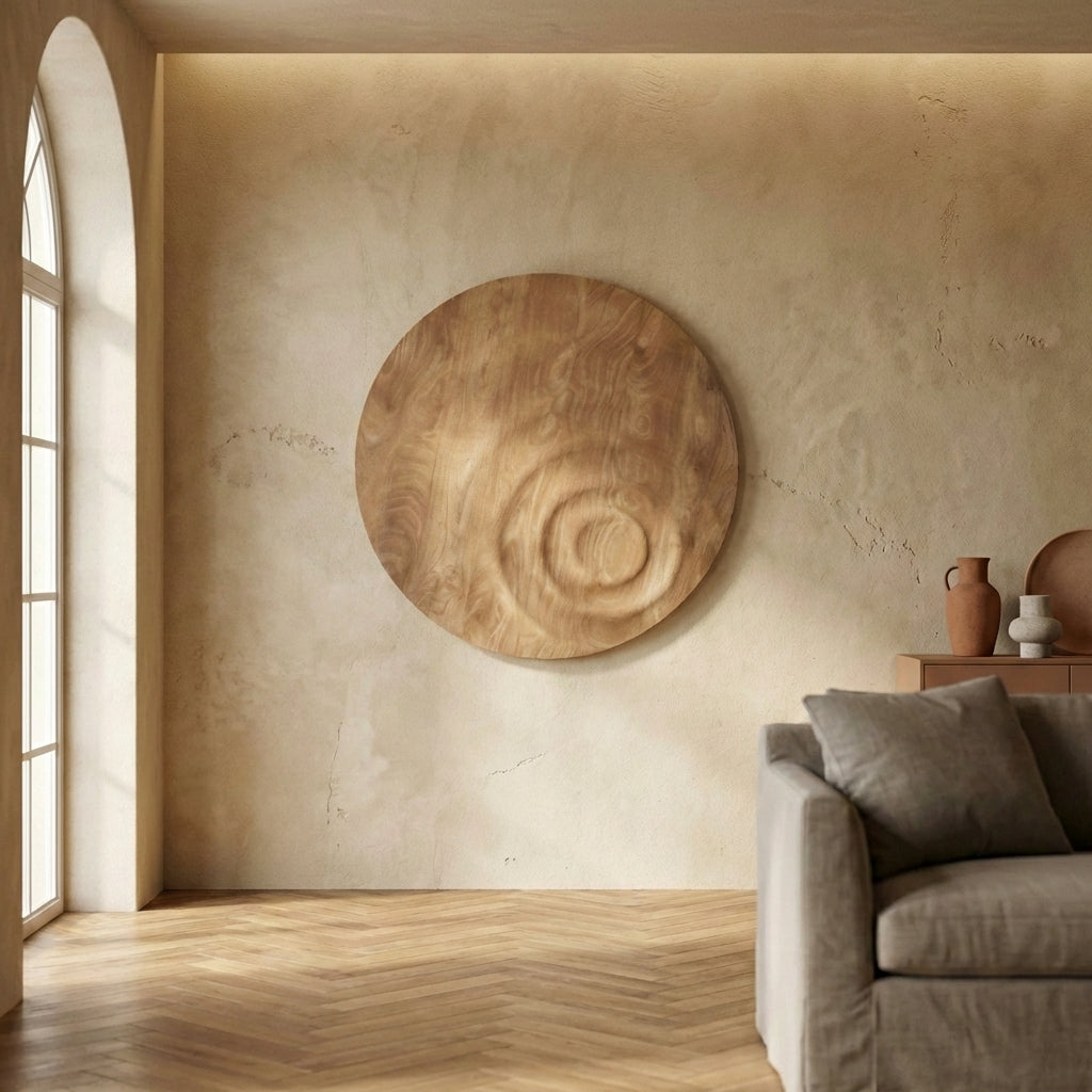 Mattin Natural mango wood circle wall panel rnd S