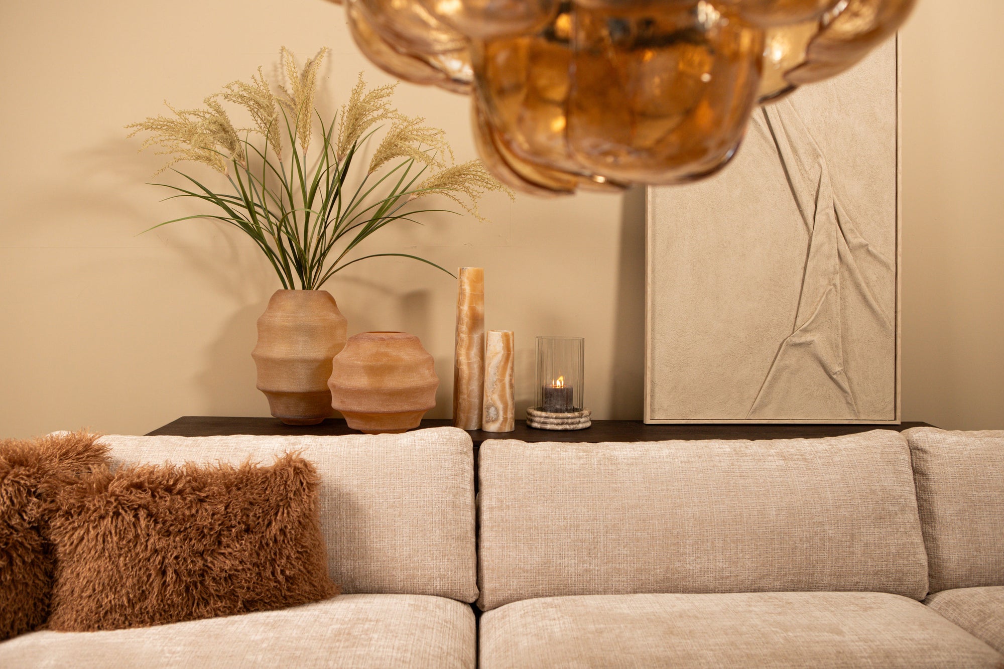 Vila Lustres en verre — Hanging Lamp Round - Ambre