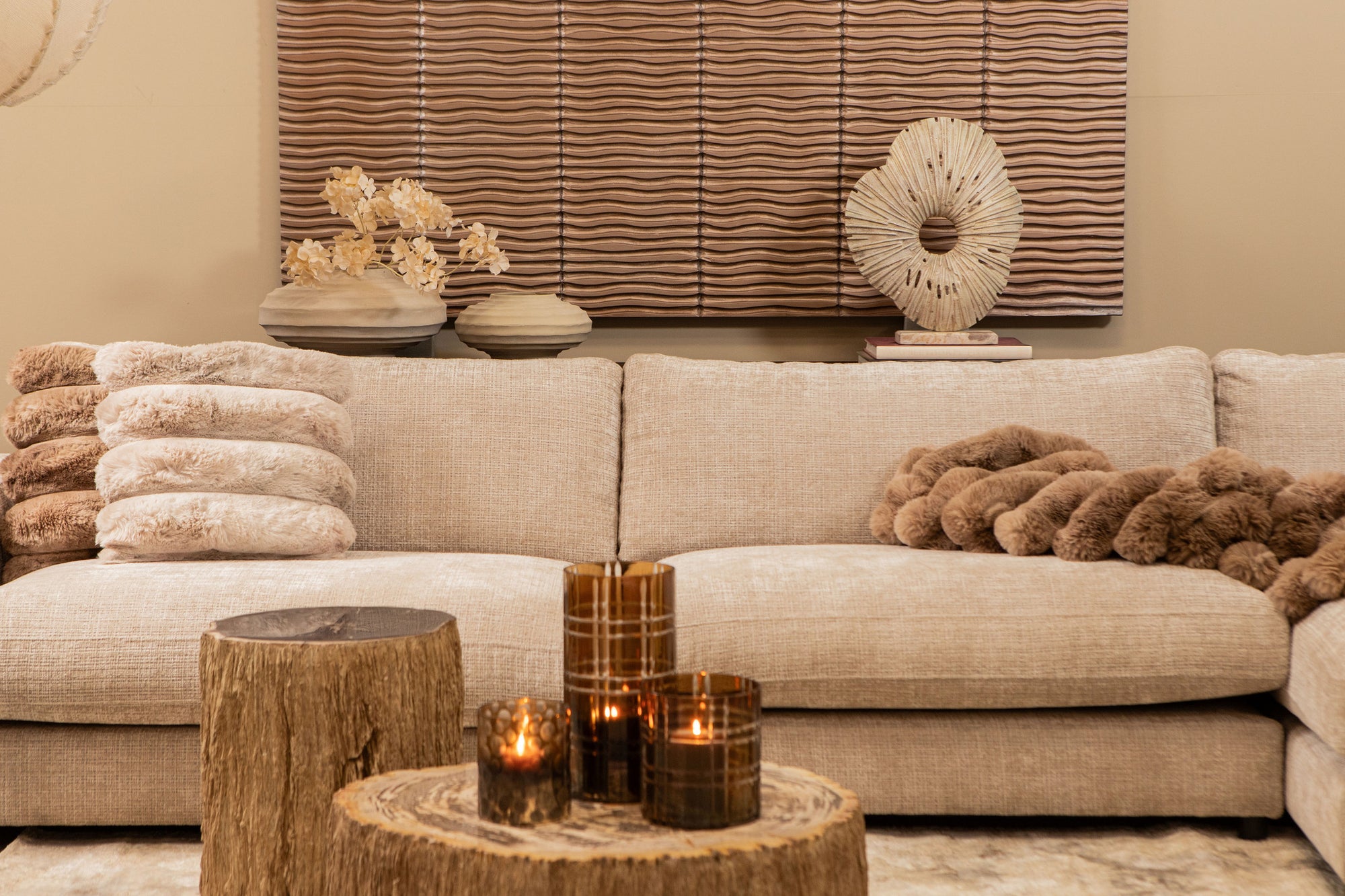 Seline Bronze MDF wavy stripe layer wall panel L