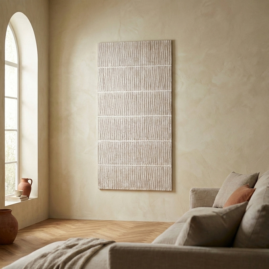 Seline White MDF wavy stripe layer wall panel L