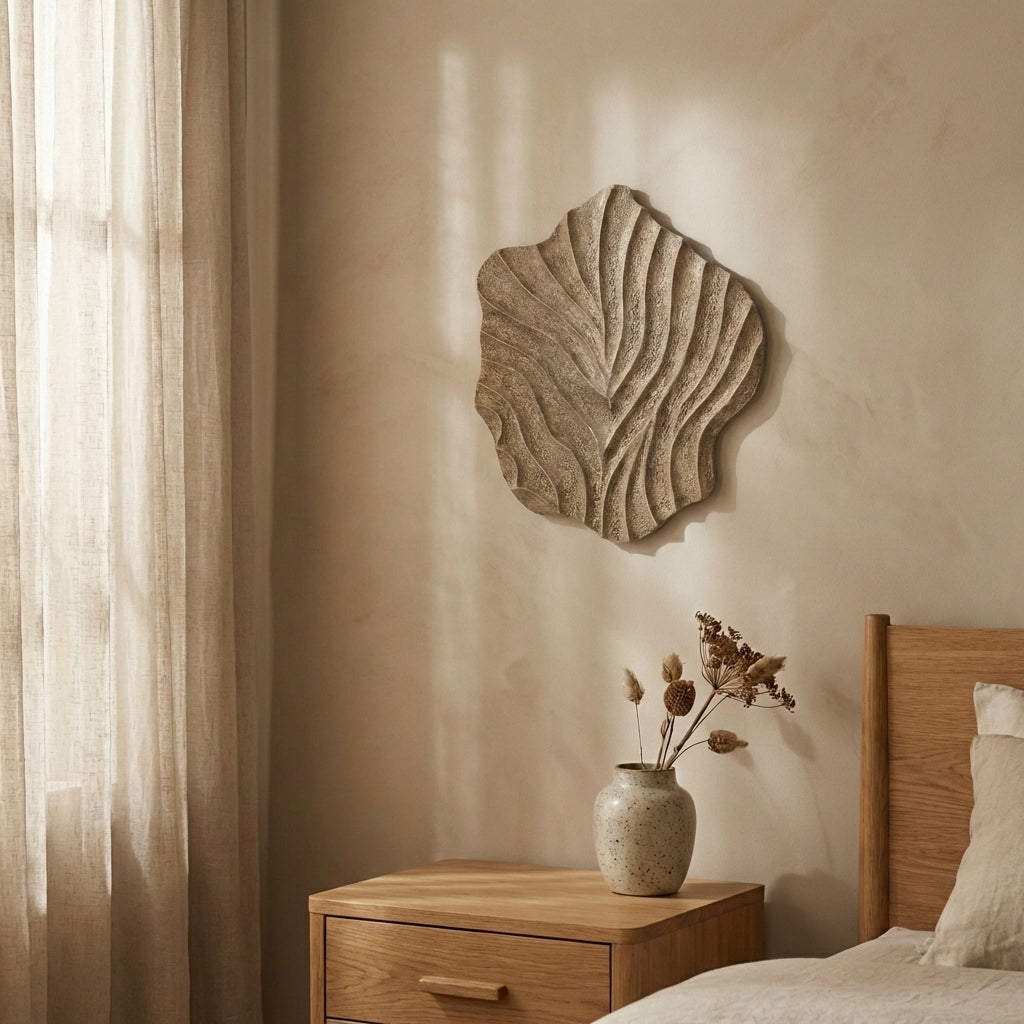 Abbie Beige MDF wavy organic wall panel S