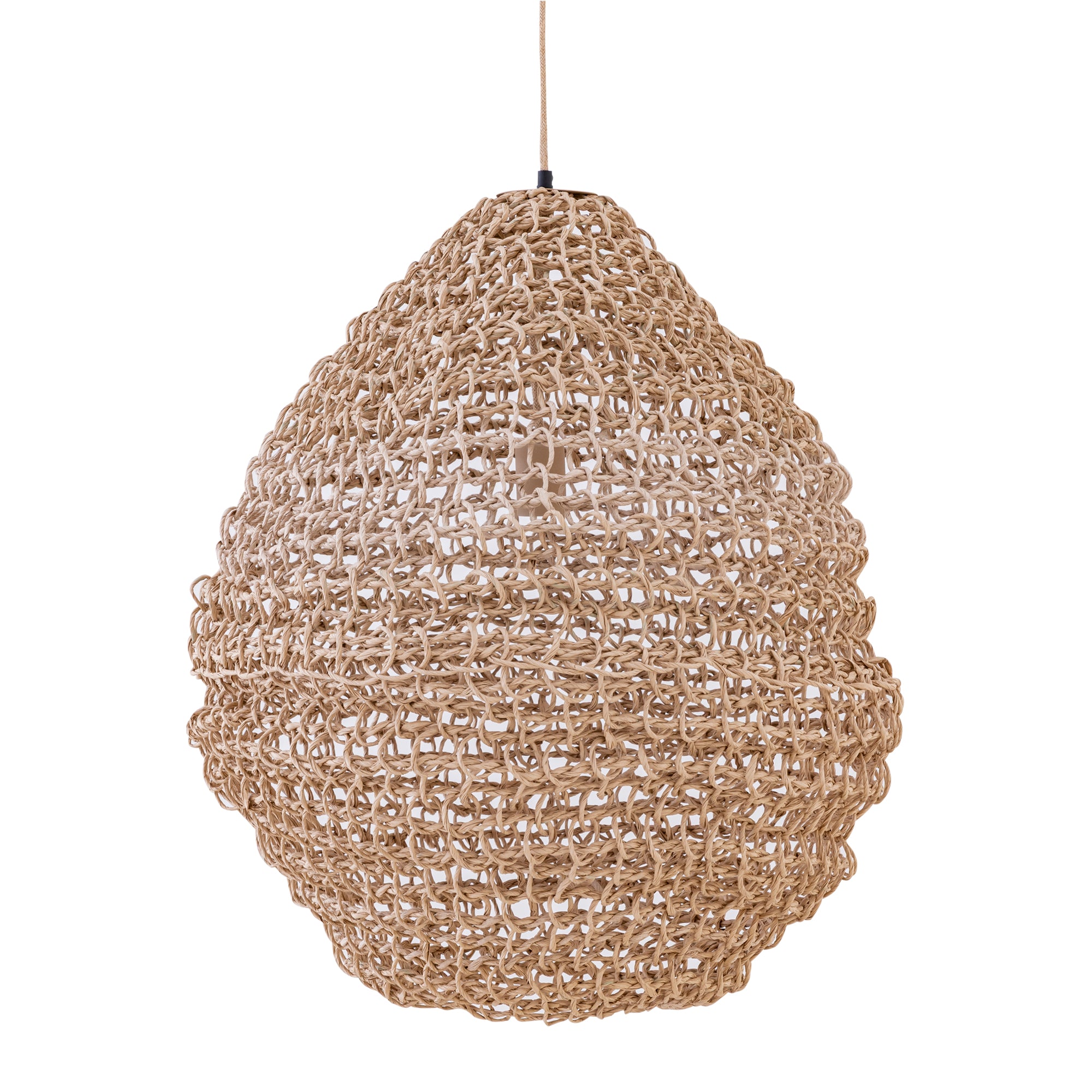 Dayo Lustres en papier — Natural Rope Hanging Lamp Closed Ball - Marron clair