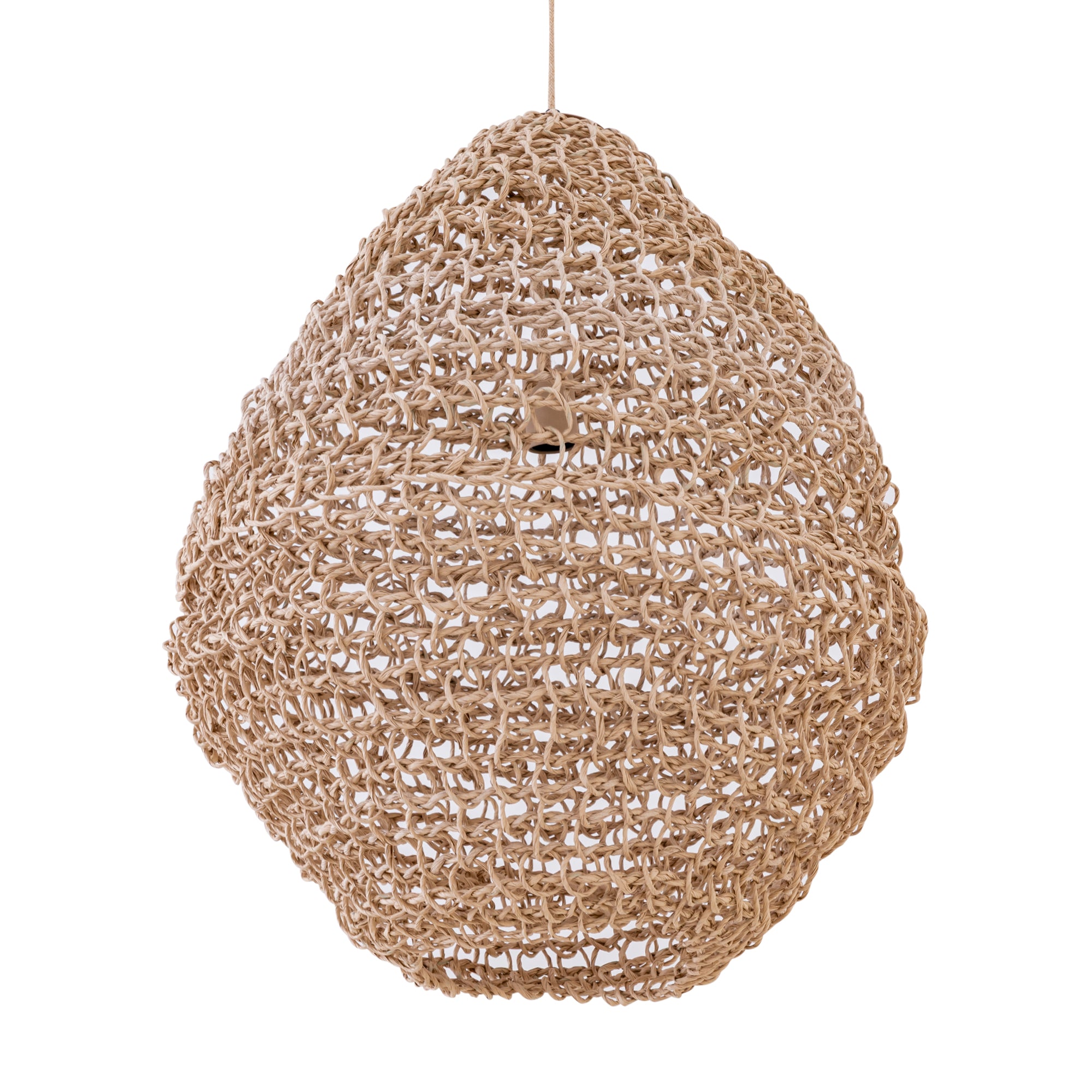Dayo Lustres en papier — Natural Rope Hanging Lamp Closed Ball - Marron clair