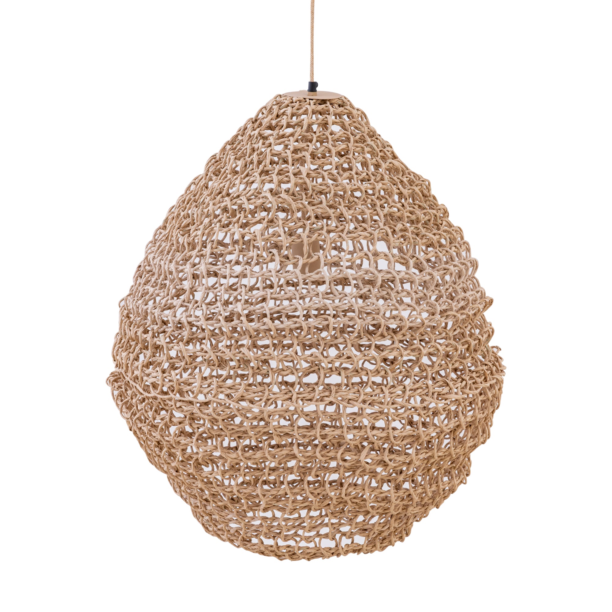 Dayo Lustres en papier — Natural Rope Hanging Lamp Closed Ball - Marron clair