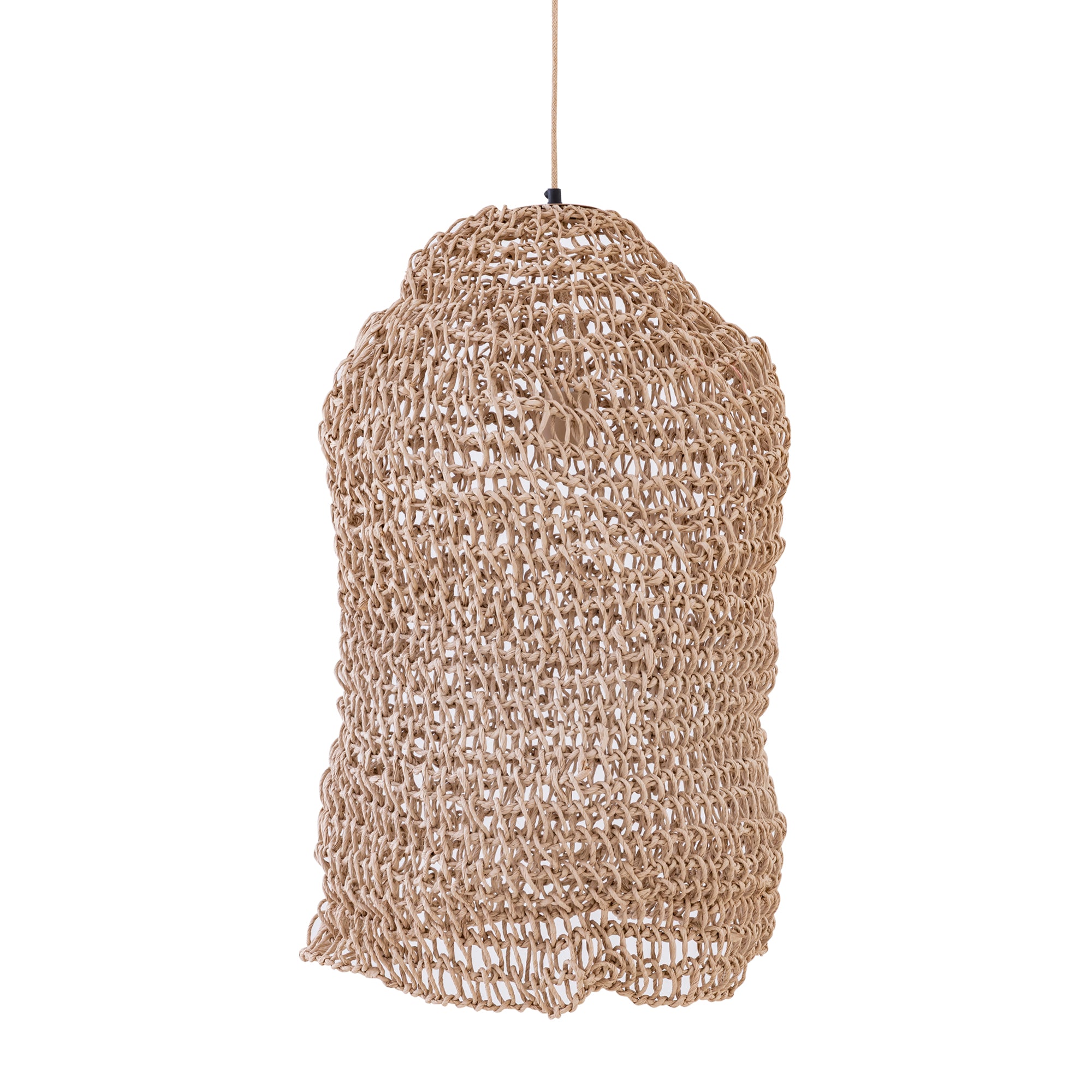 Dayo Lustres en papier — Natural Rope Hanging Lamp Open Long - Marron clair